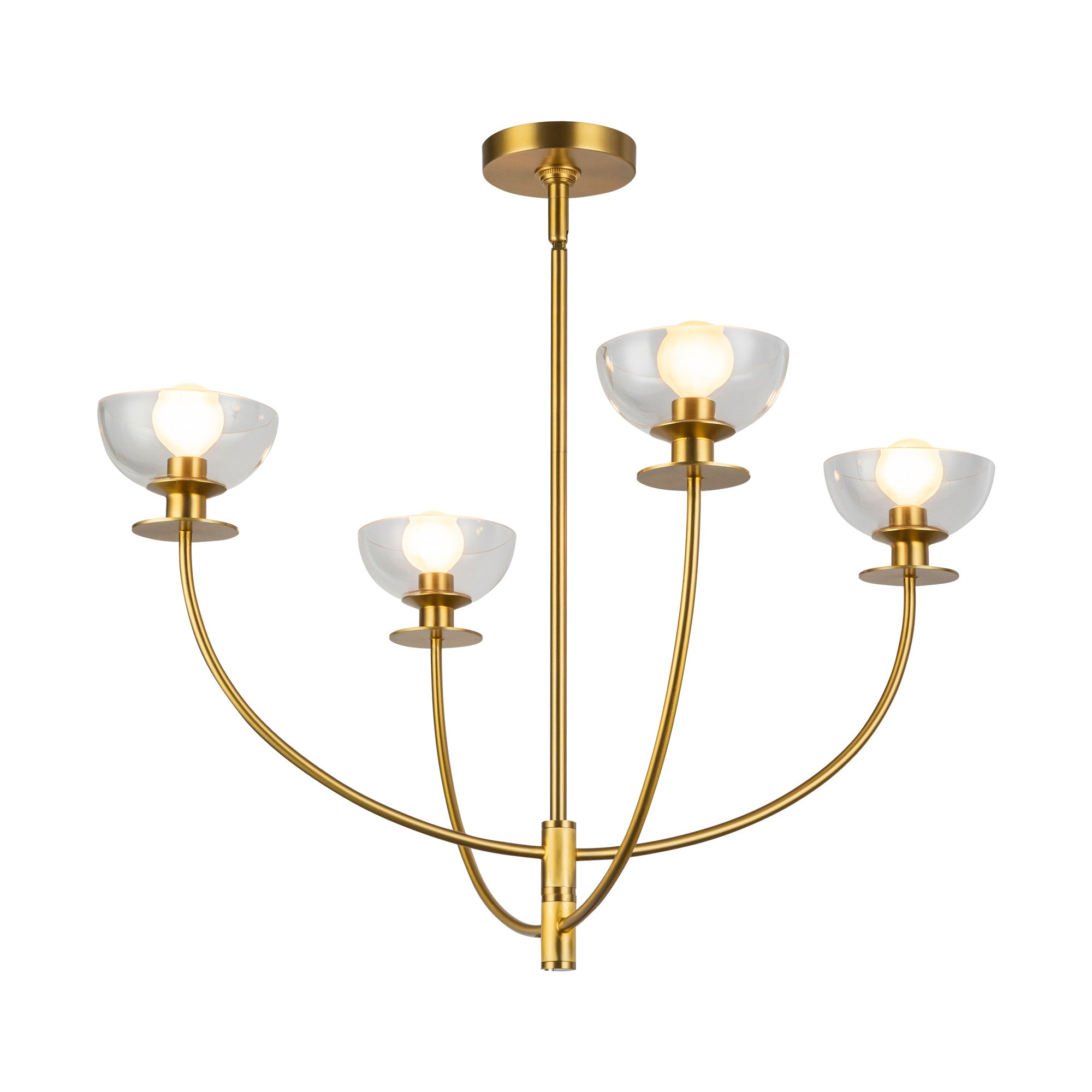 Sylvia 26-in Brushed Gold/Clear Glass 4 Lights Chandelier