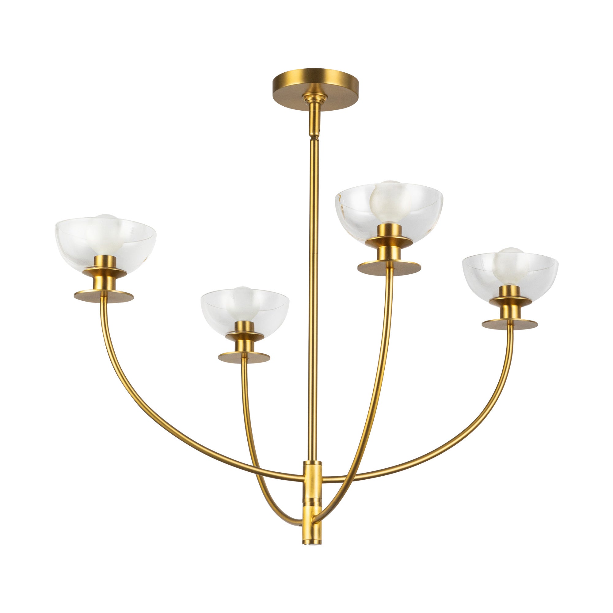 Sylvia 26-in Brushed Gold/Clear Glass 4 Lights Chandelier