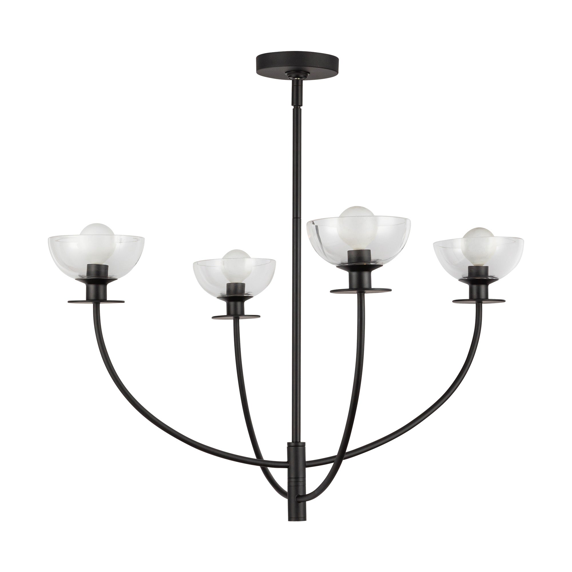 Sylvia 26-in Matte Black/Clear Glass 4 Lights Chandelier