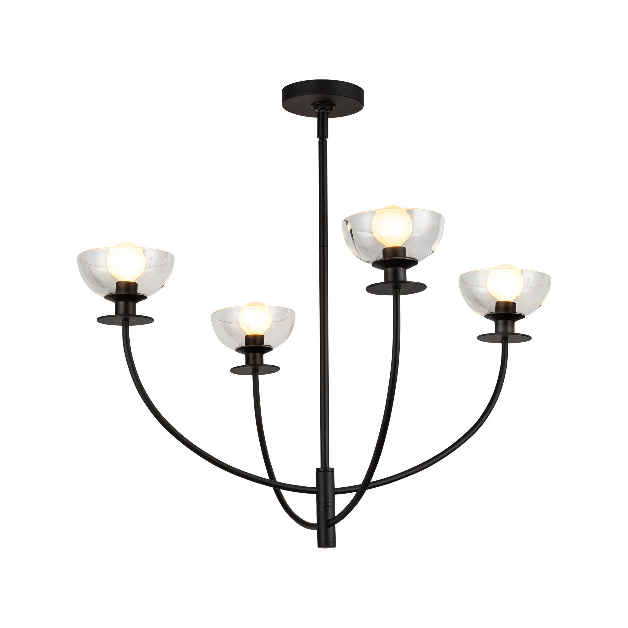 Sylvia 26-in Matte Black/Clear Glass 4 Lights Chandelier