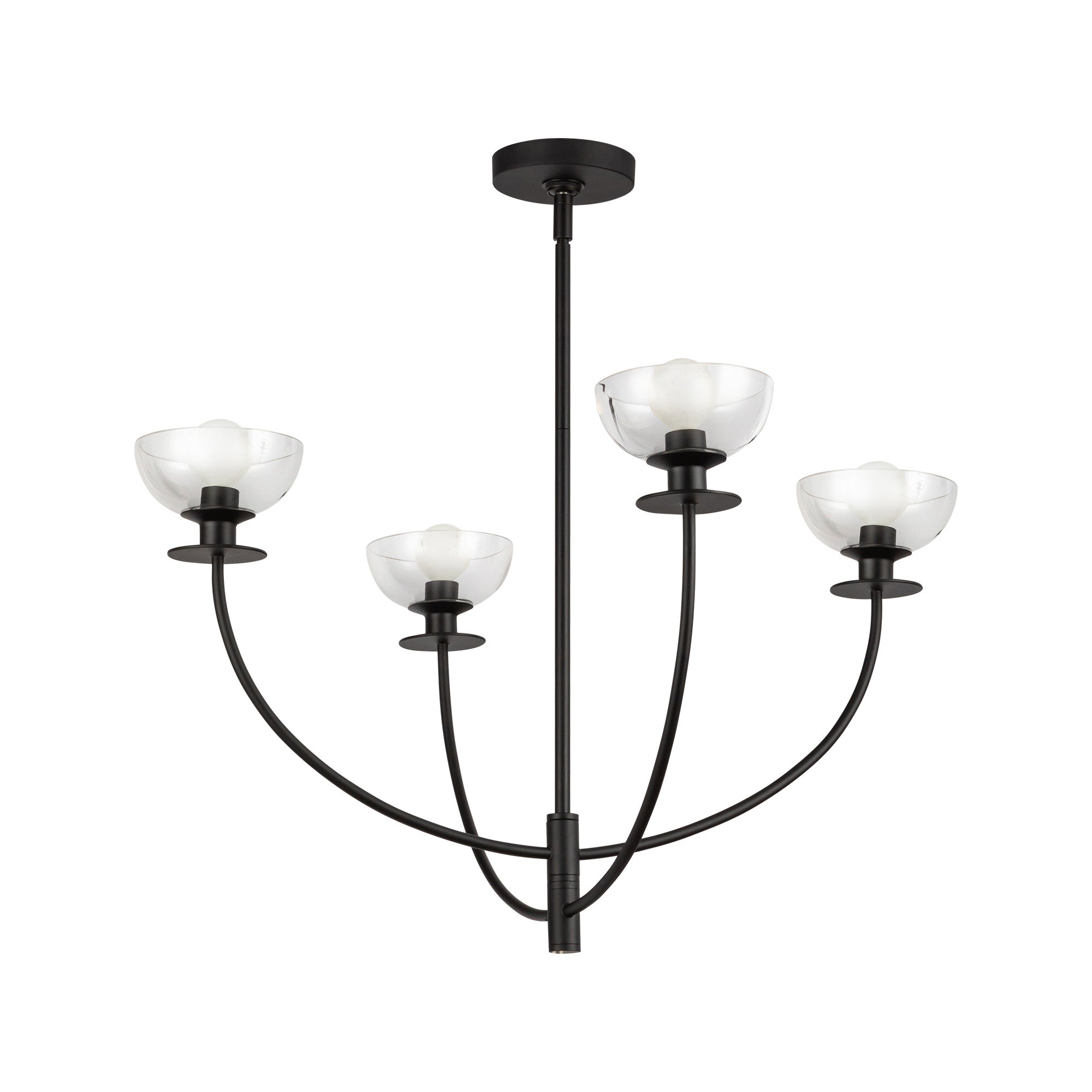 Sylvia 26-in Matte Black/Clear Glass 4 Lights Chandelier