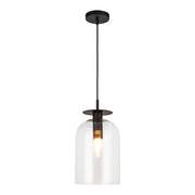 Sylvia 8-in Matte Black/Clear Glass 1 Light Pendant