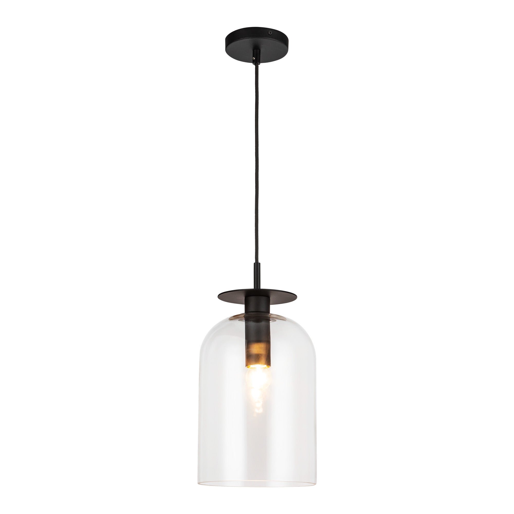 Sylvia 8-in Matte Black/Clear Glass 1 Light Pendant