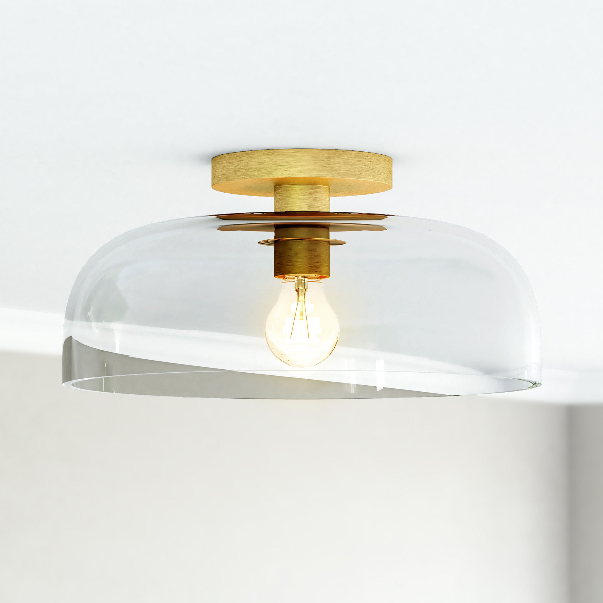 Sylvia 12-in Brushed Gold/Clear Glass 1 Light Semi-Flush