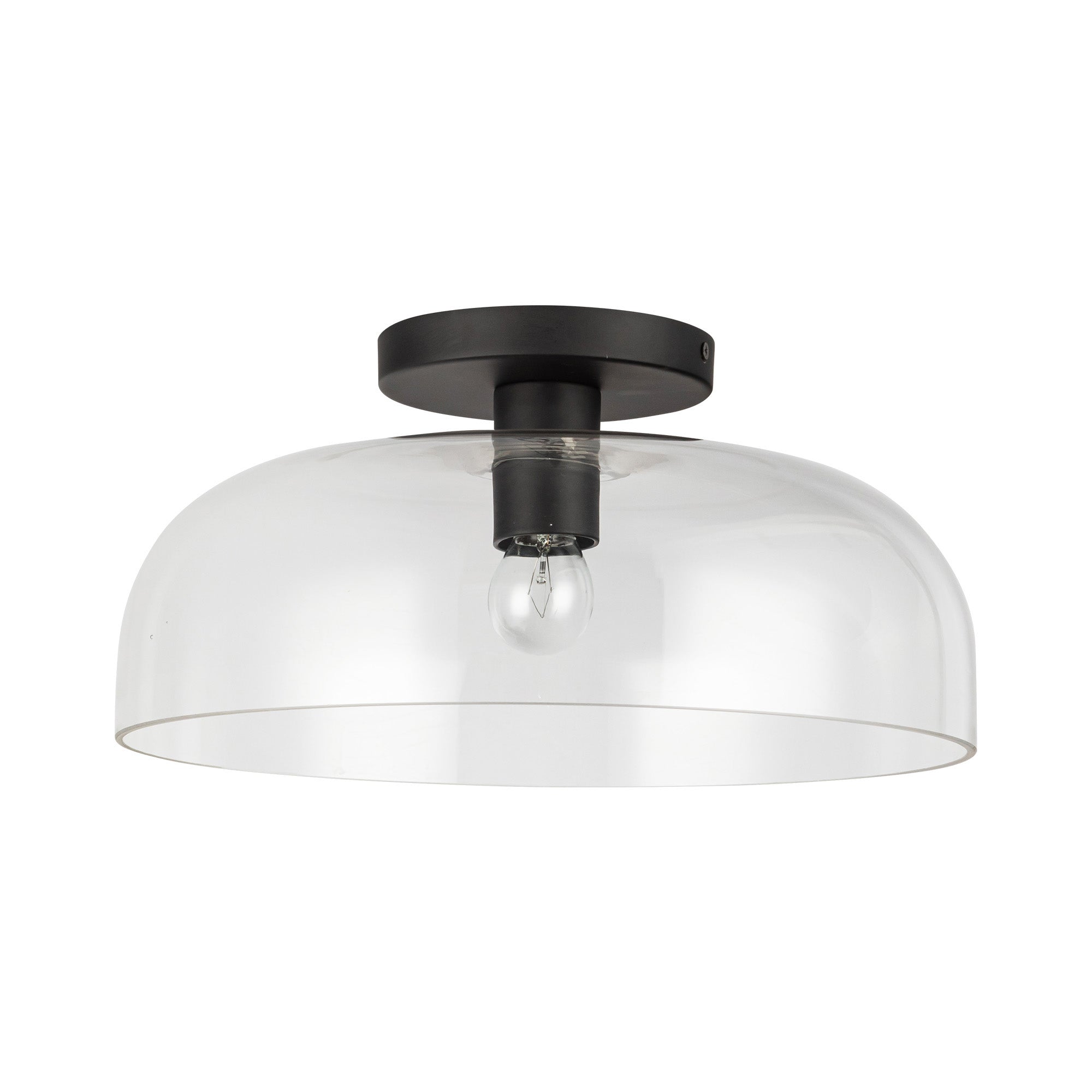 Sylvia 12-in Matte Black/Clear Glass 1 Light Semi-Flush