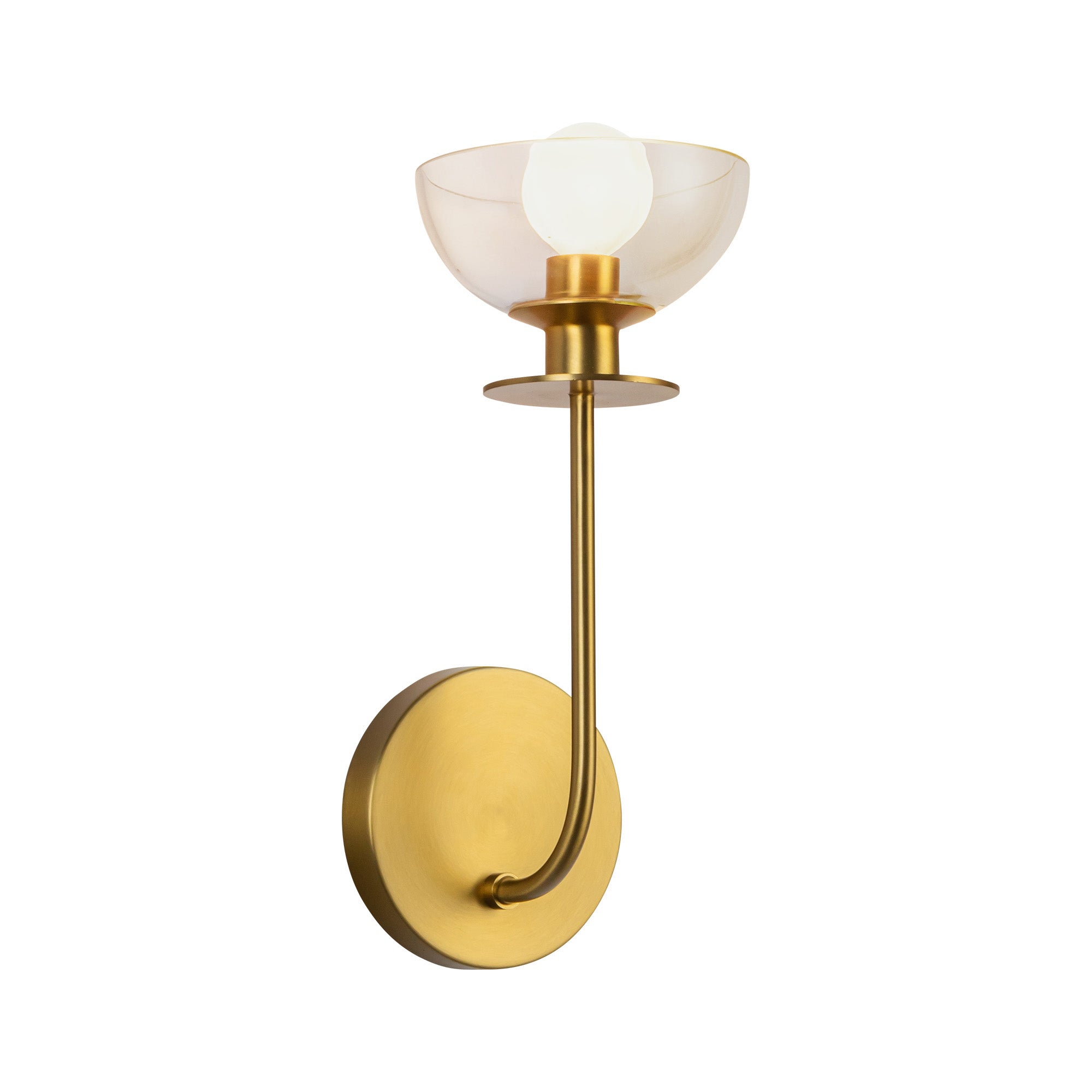 Sylvia 5-in Brushed Gold/Clear Glass 1 Light Wall Vanity