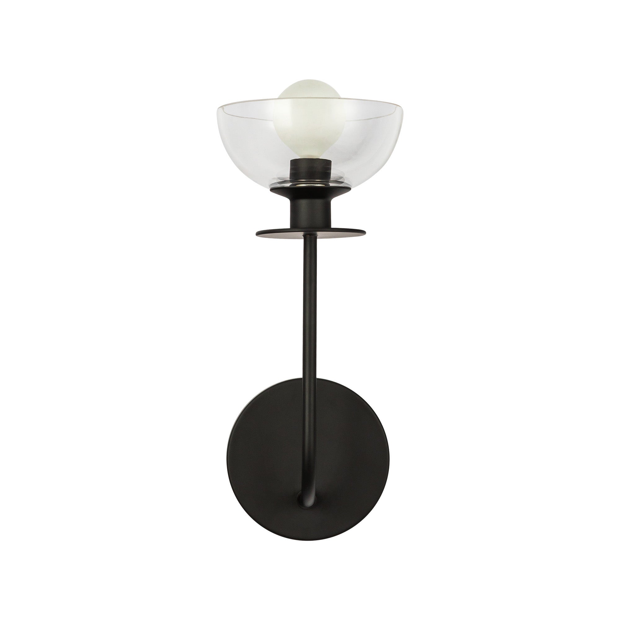 Sylvia 5-in Matte Black/Clear Glass 1 Light Wall Vanity