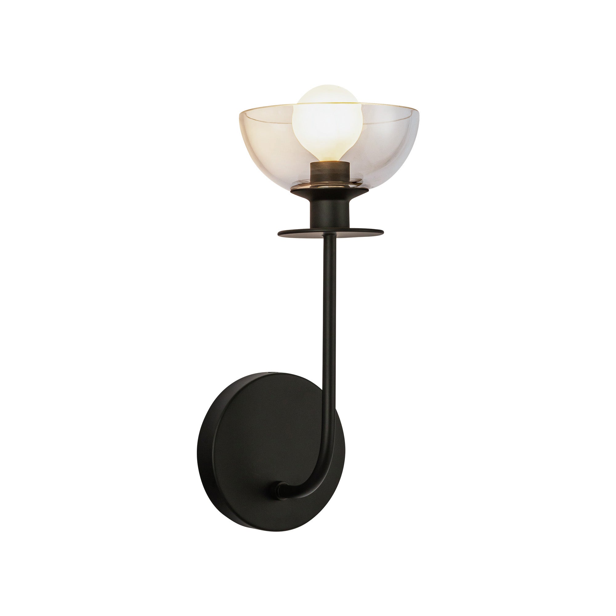 Sylvia 5-in Matte Black/Clear Glass 1 Light Wall Vanity