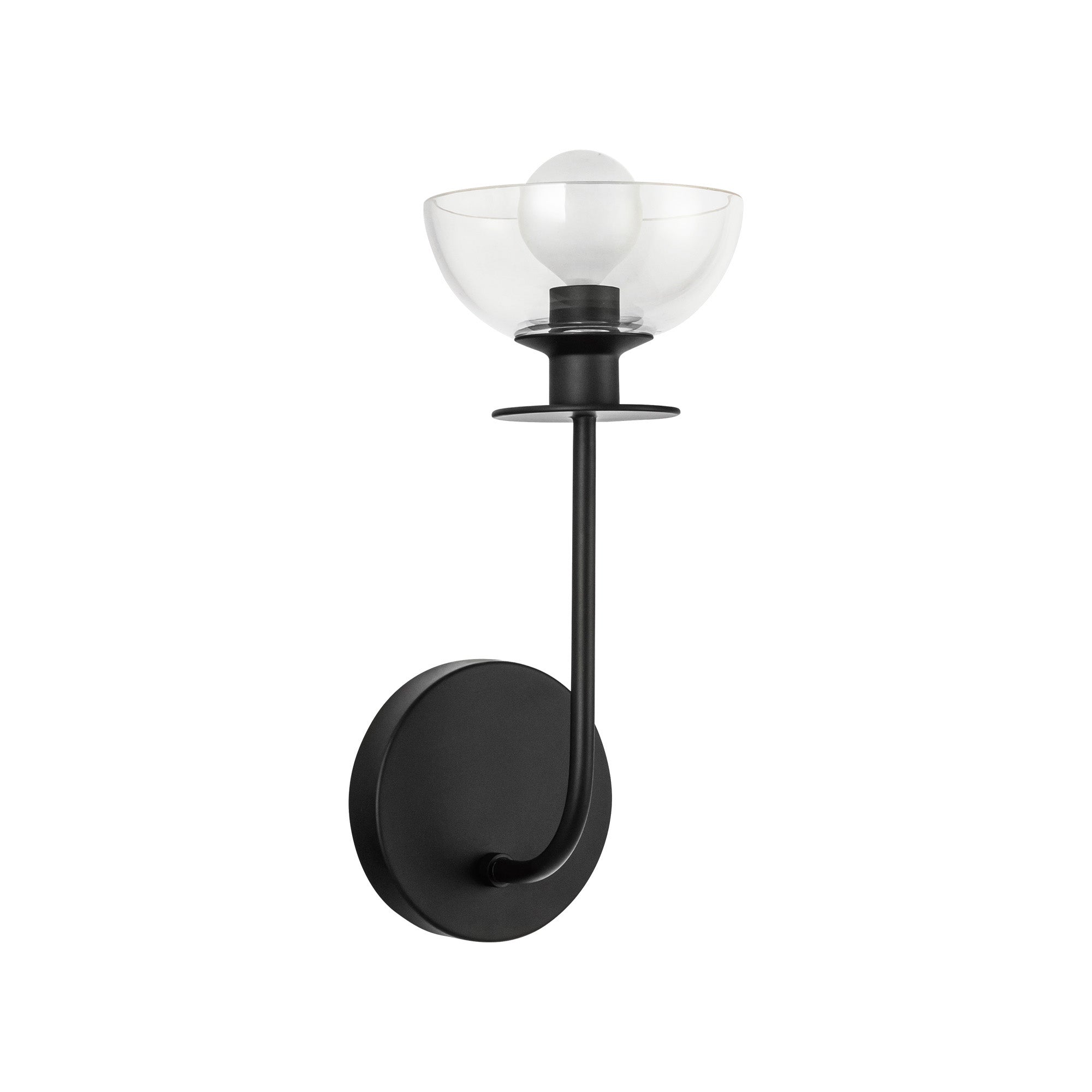 Sylvia 5-in Matte Black/Clear Glass 1 Light Wall Vanity