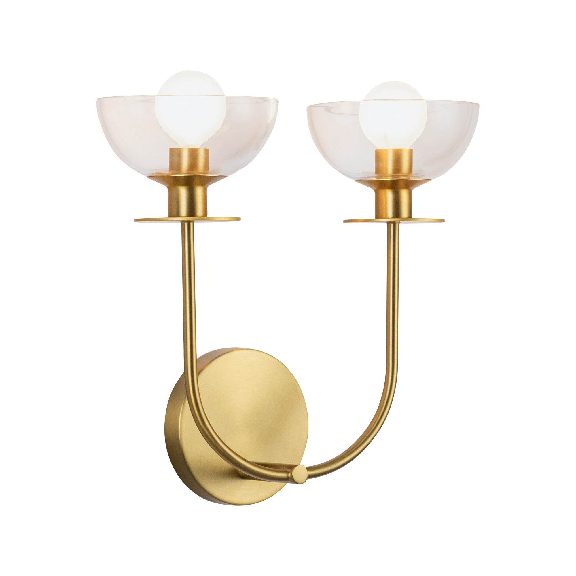 Sylvia 12-in Brushed Gold/Clear Glass 2 Lights Wall Vanity