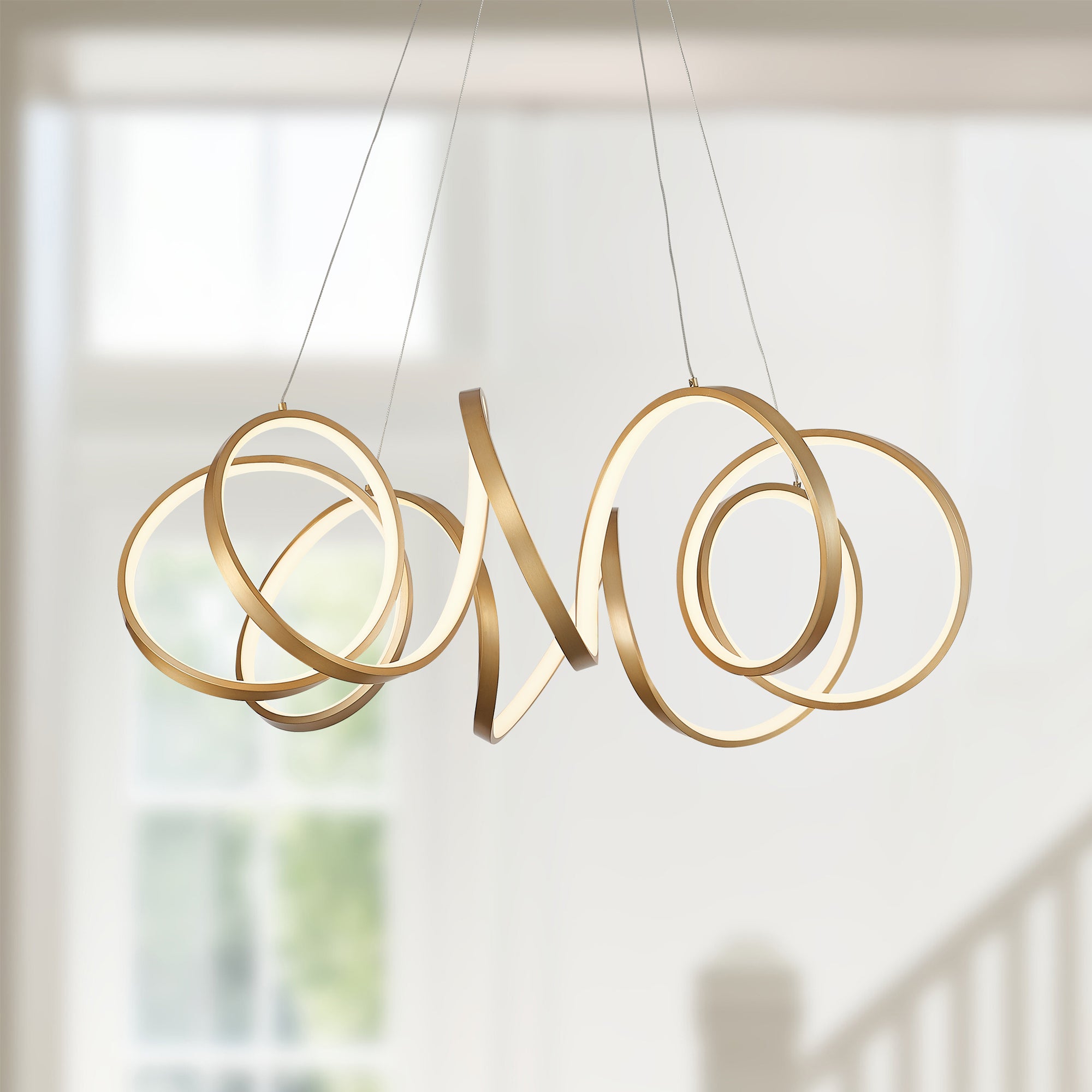 Synergy 34-in Antique Brass LED Chandeliers