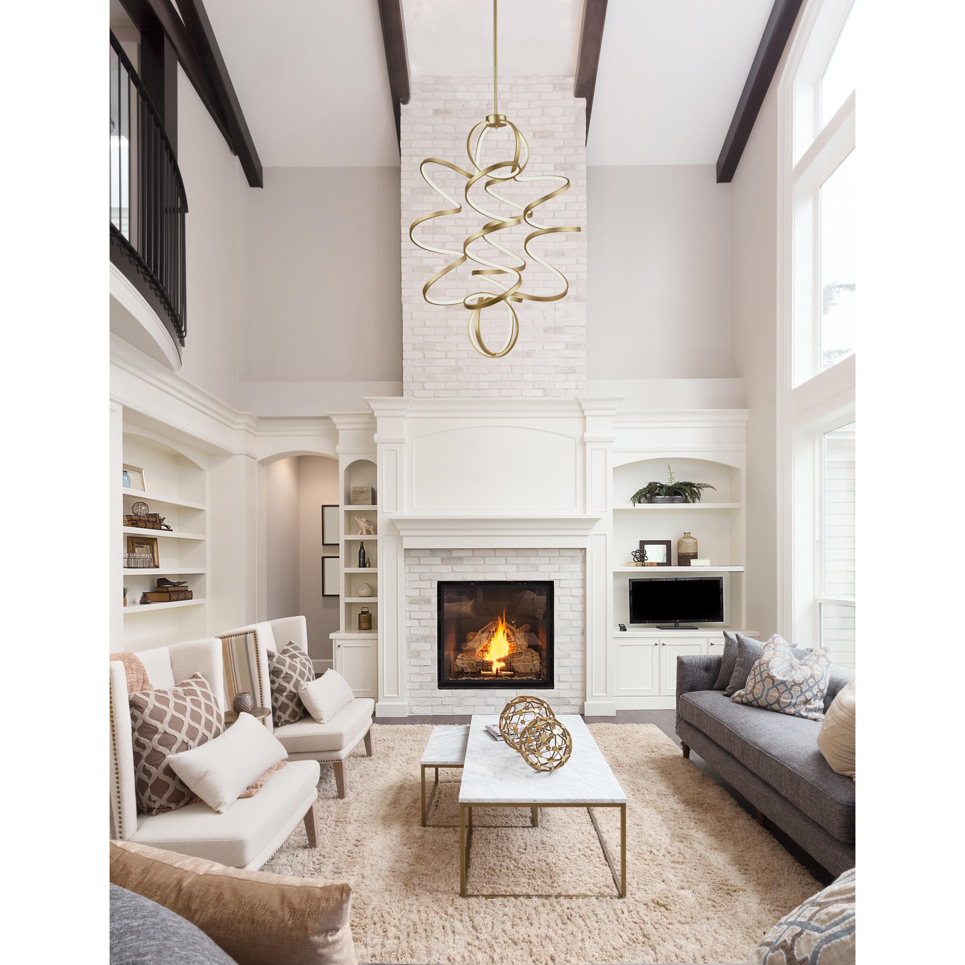 Synergy 41-in Antique Brass LED Chandeliers