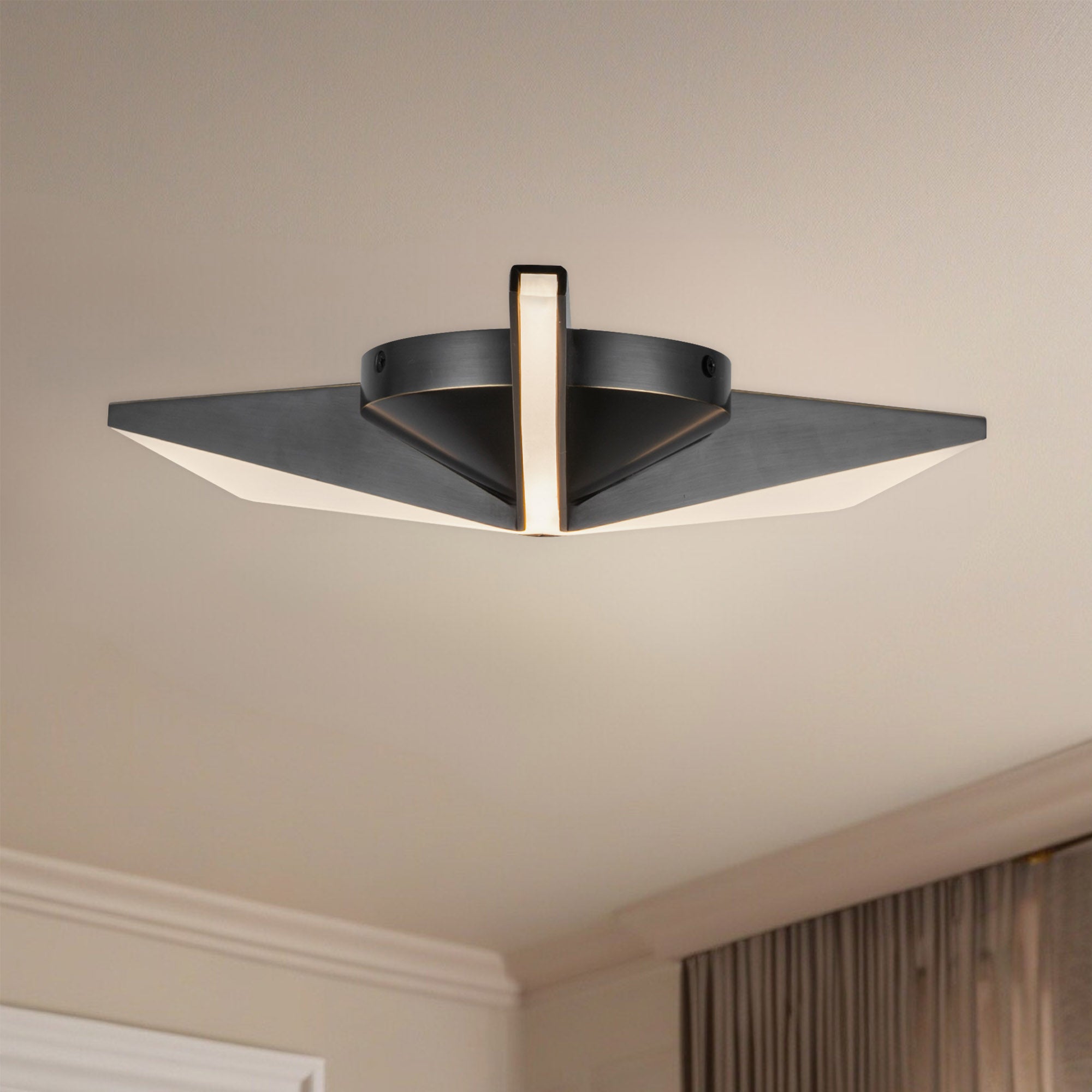 Tachi 15-in Urban Bronze LED Flush Mount