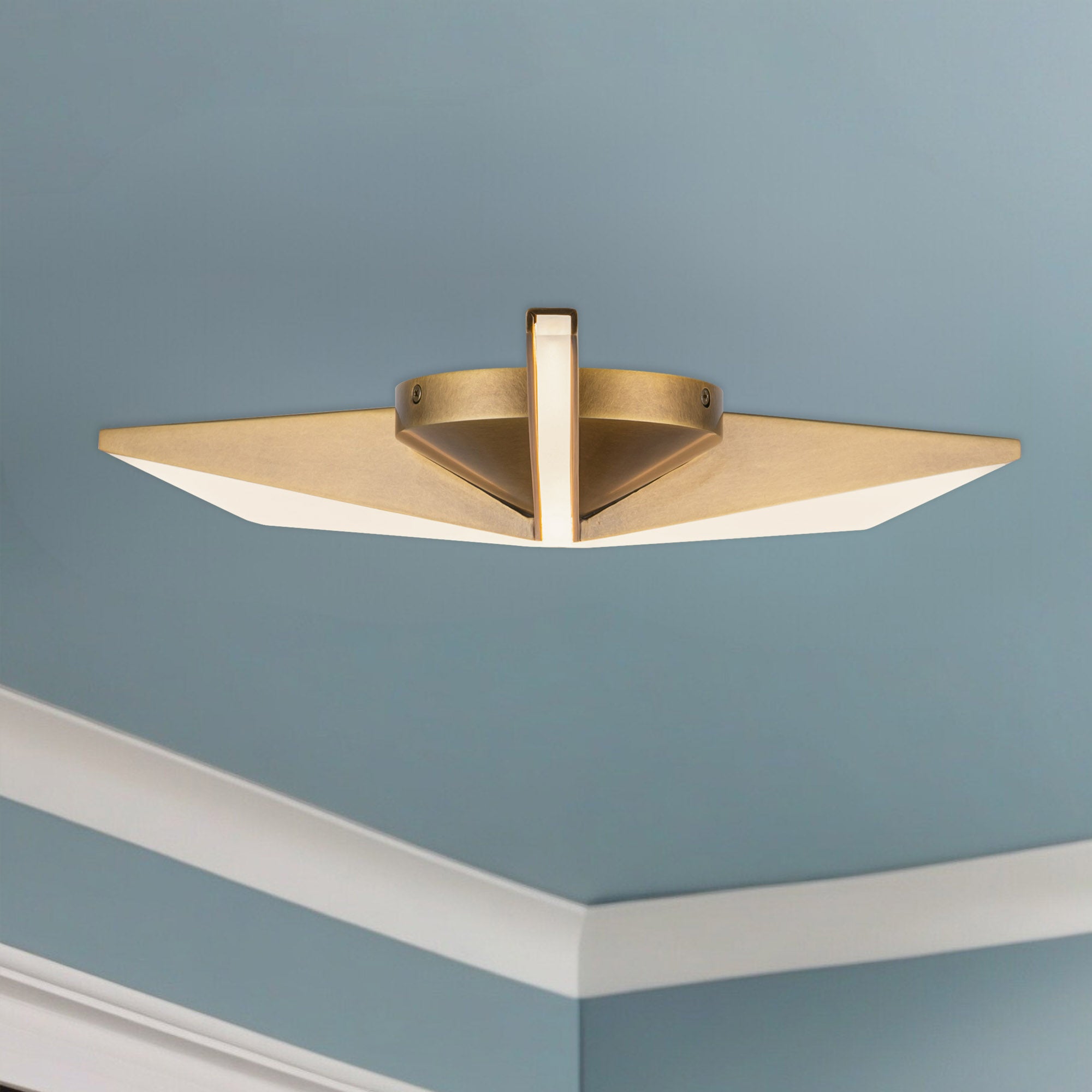 Tachi 18-in Vintage Brass LED Flush Mount