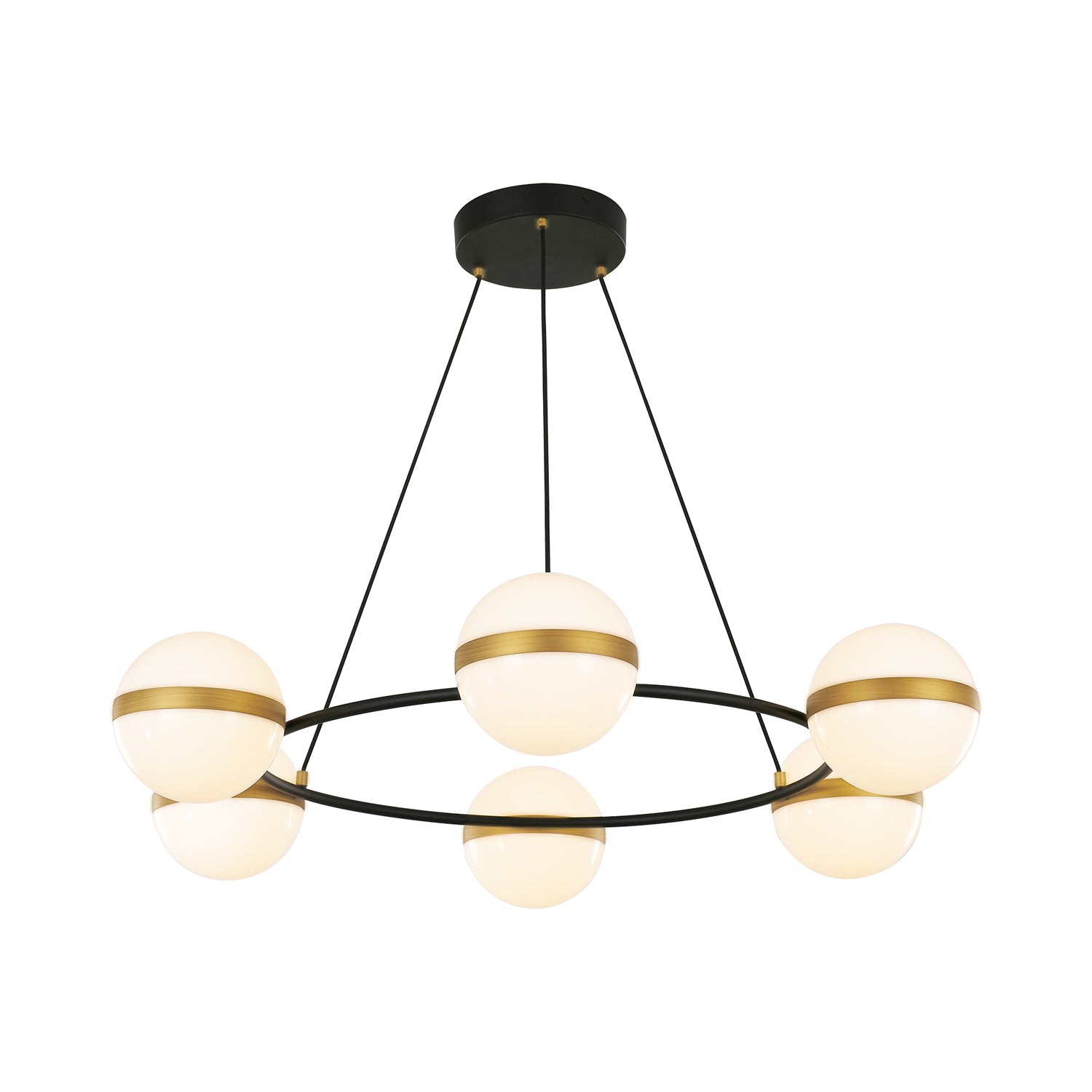Tagliato 36-in Matte Black/Brushed Gold LED Chandeliers