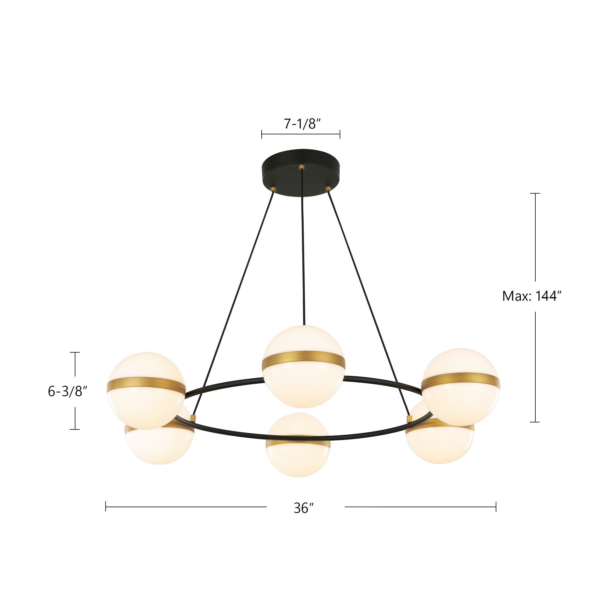 Tagliato 36-in Matte Black/Brushed Gold LED Chandeliers