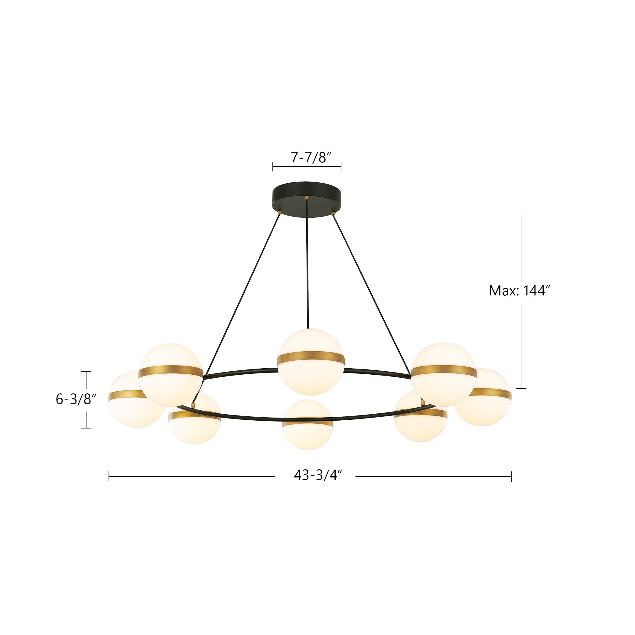 Tagliato 44-in Matte Black/Brushed Gold LED Chandeliers