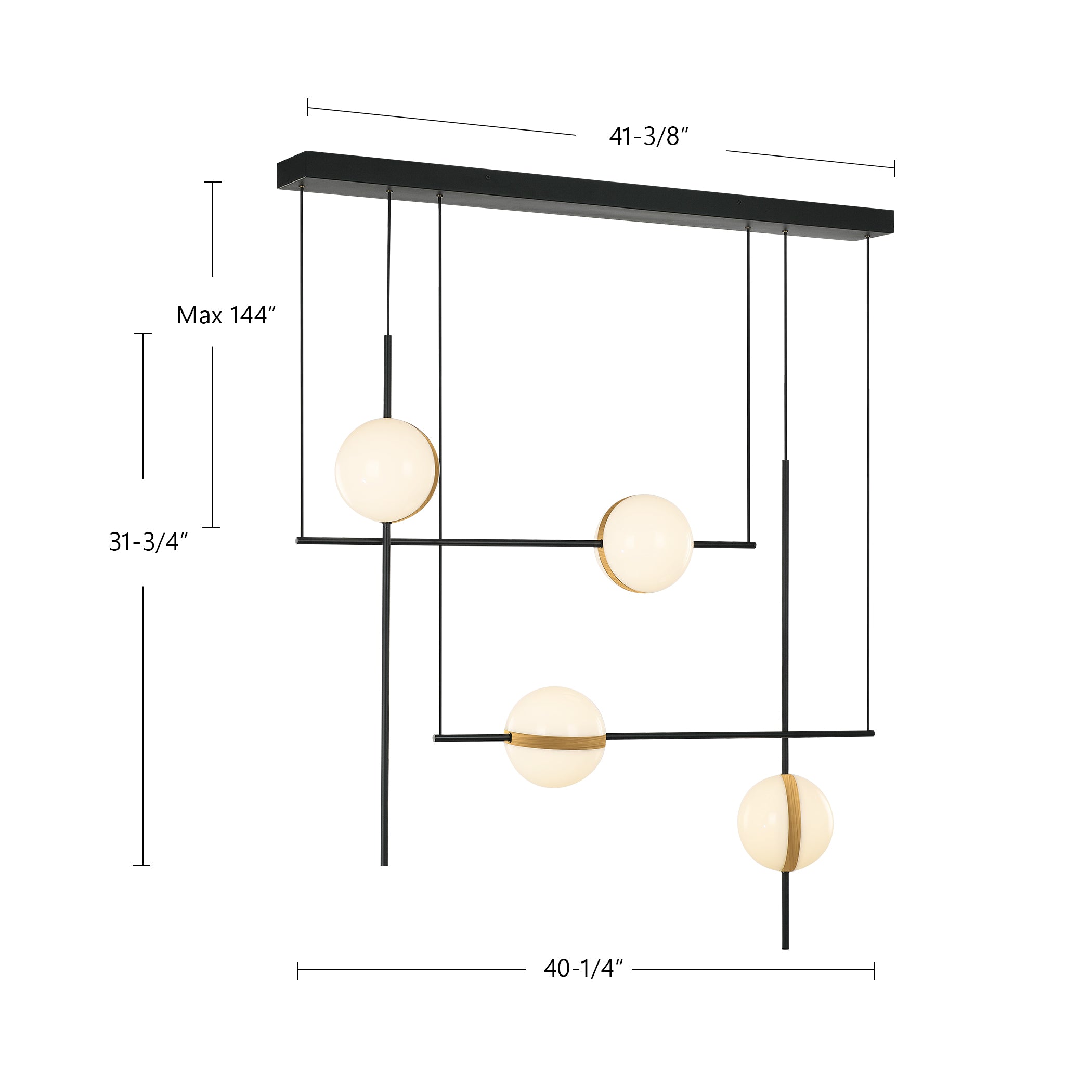 Tagliato 40-in Matte Black/Brushed Gold LED Linear Pendant
