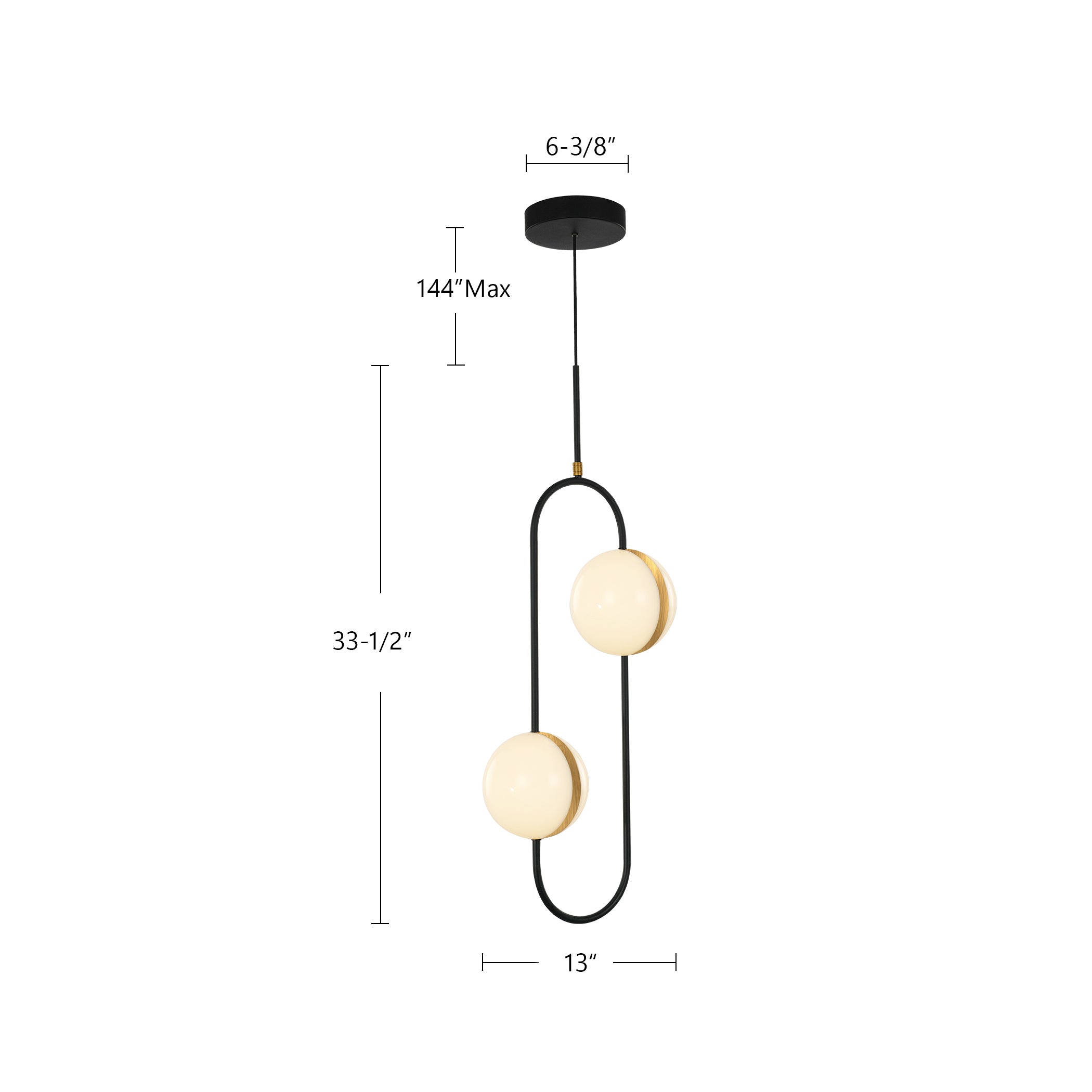 Tagliato 2 Head Matte Black/Brushed Gold LED Pendant