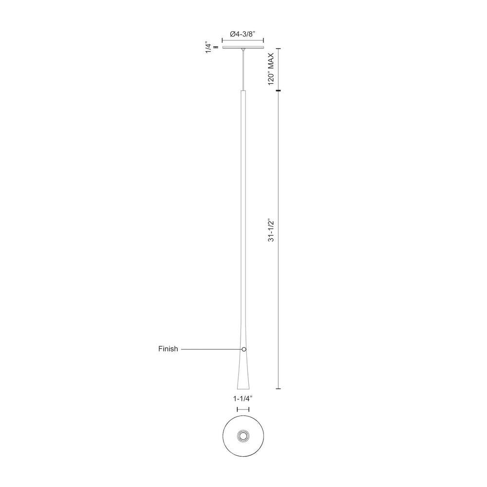 Kuzco PD15832-CH Taper Pendant, 7W LED, Chrome