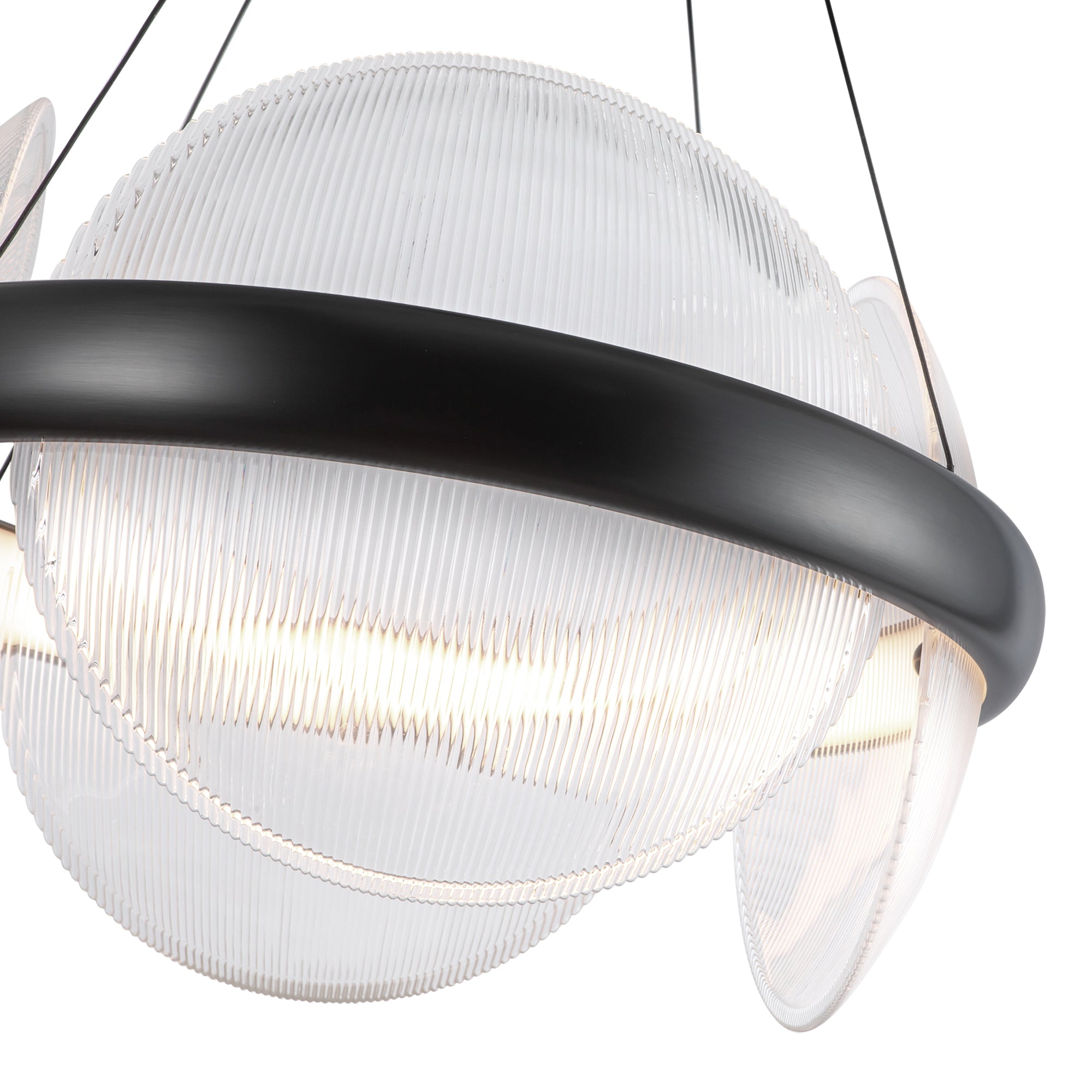 Taurus 22-in Urban Bronze/Clear Ribbed Glass LED Chandelier