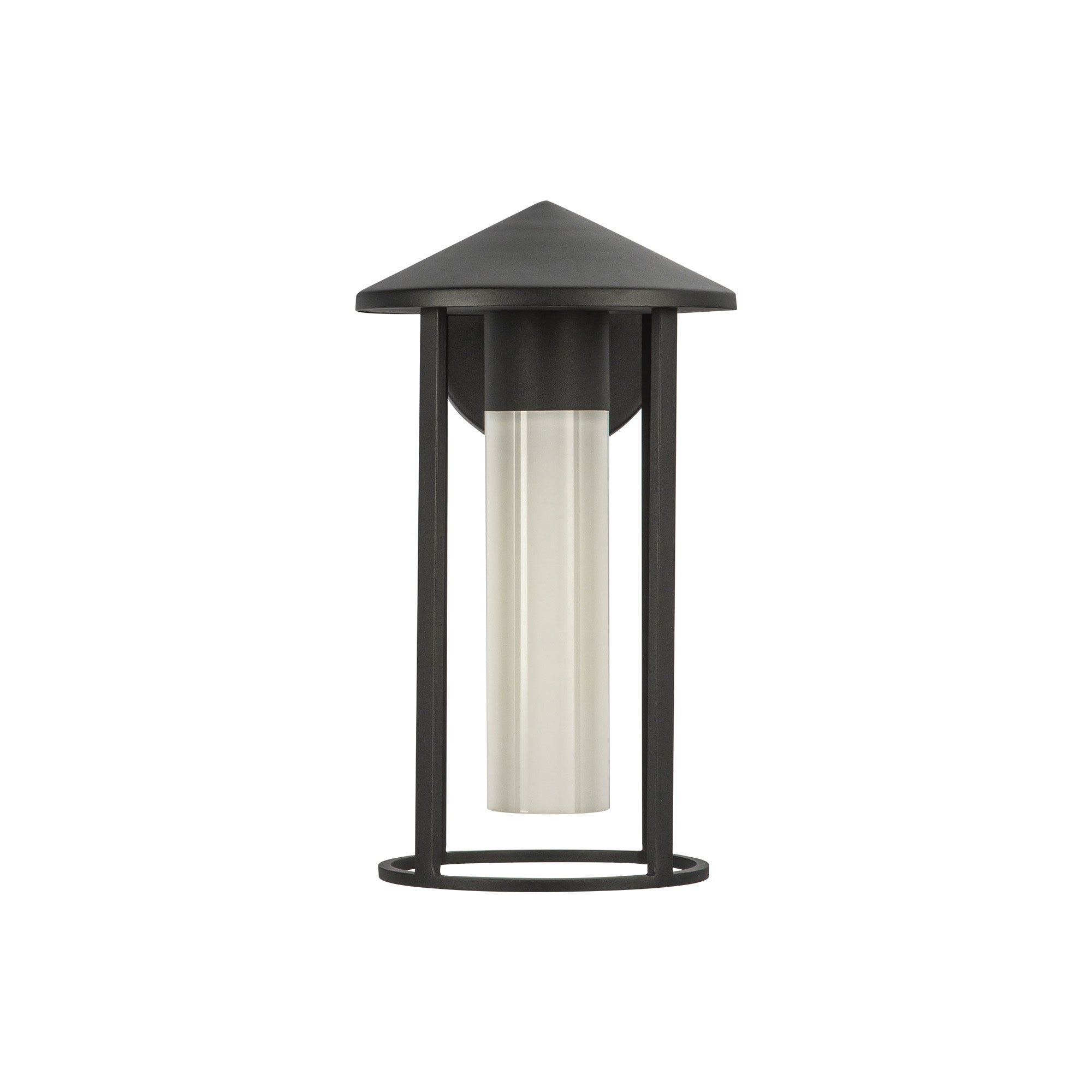 Tenko 12-in Black/Glossy Opal Glass 1 Light Exterior Wall