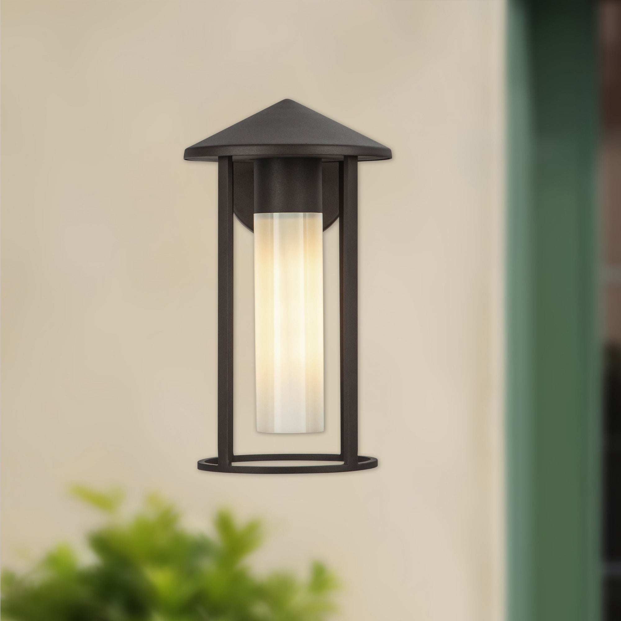 Tenko 12-in Bronze/Glossy Opal Glass 1 Light Exterior Wall