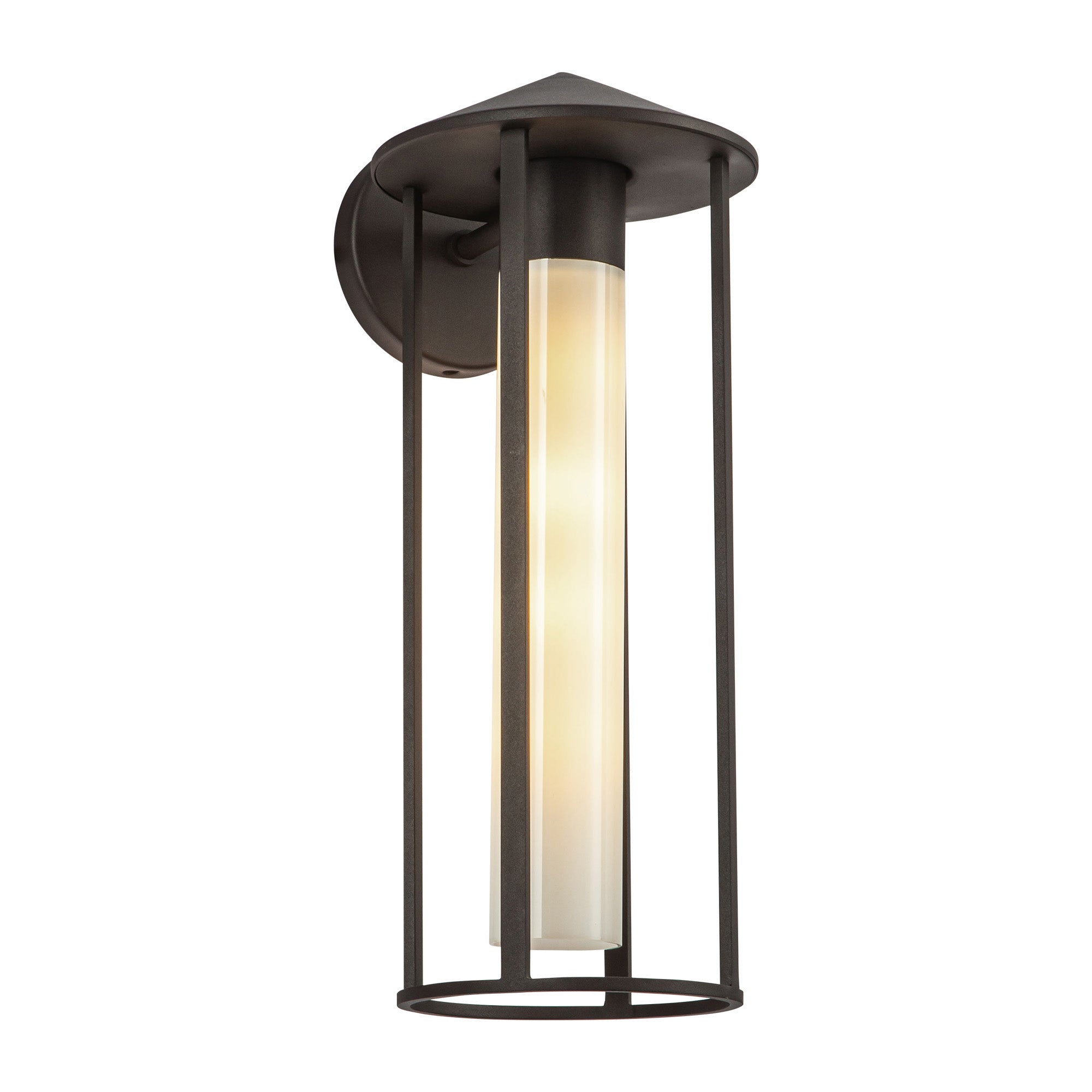Tenko 18-in Bronze/Glossy Opal Glass 1 Light Exterior Wall