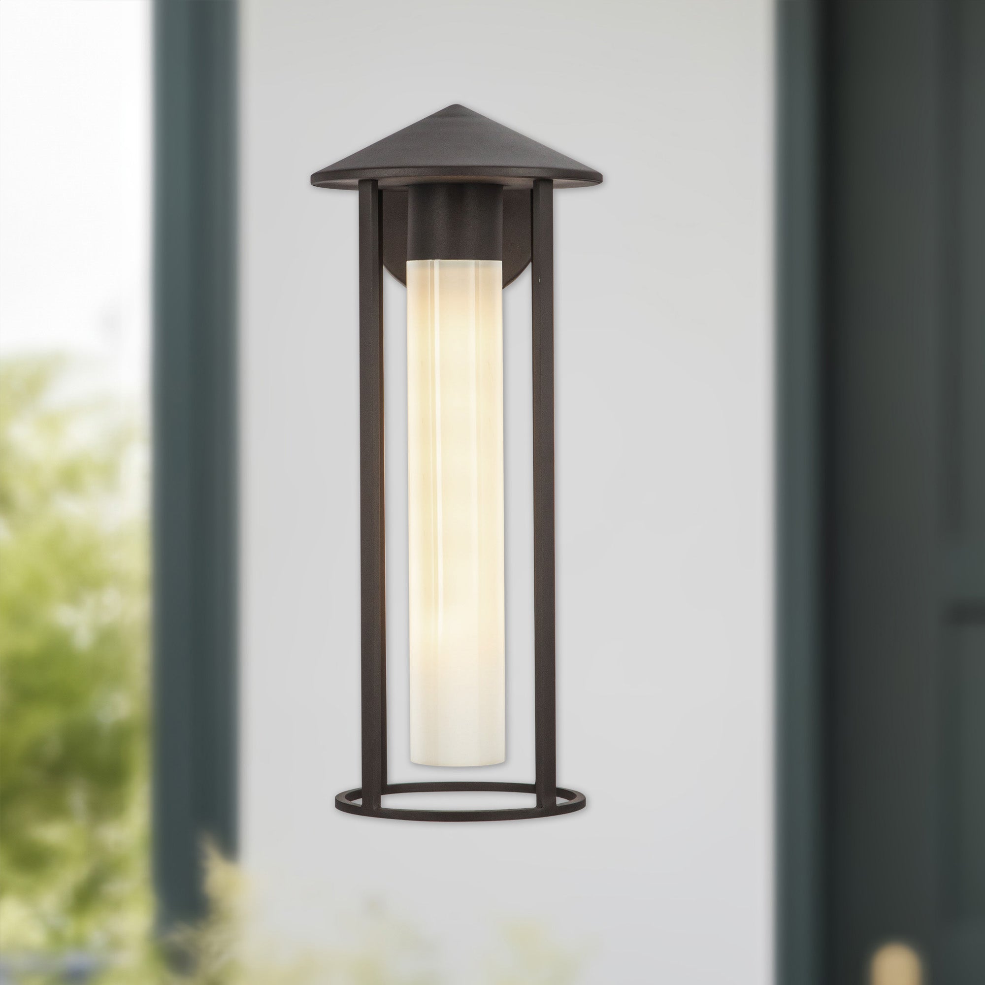 Tenko 18-in Bronze/Glossy Opal Glass 1 Light Exterior Wall