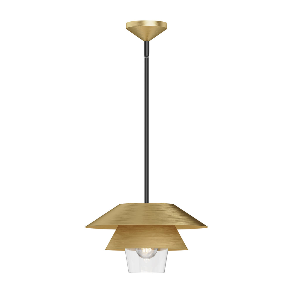 Kuzco Tetsu PD475113BGCL Pendant Light Fixture, UL Damp Rated, Brushed Gold/Clear Glass