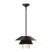 Tetsu 13-in Matte Black/Clear Glass 1 Light Pendant