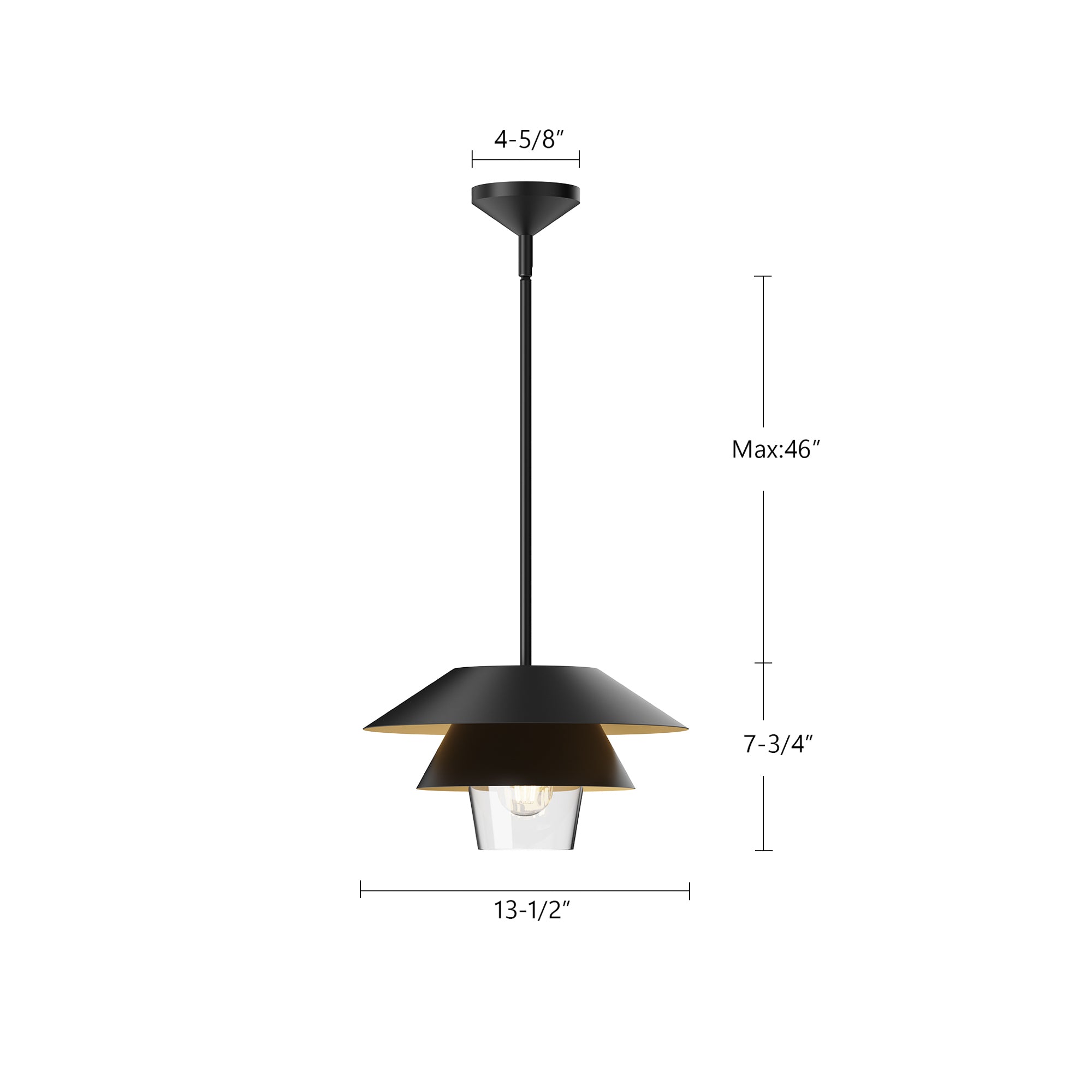 Tetsu 13-in Matte Black/Clear Glass 1 Light Pendant