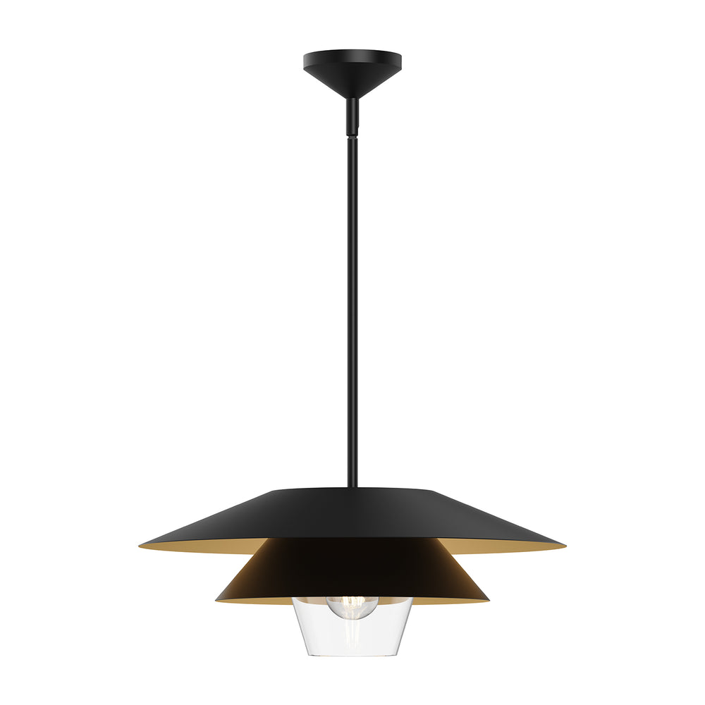 ALORA MOOD Lighting Tetsu 475120MBCL Pendant Light Fixture, UL Damp Rated, Matte Black/Clear Glass