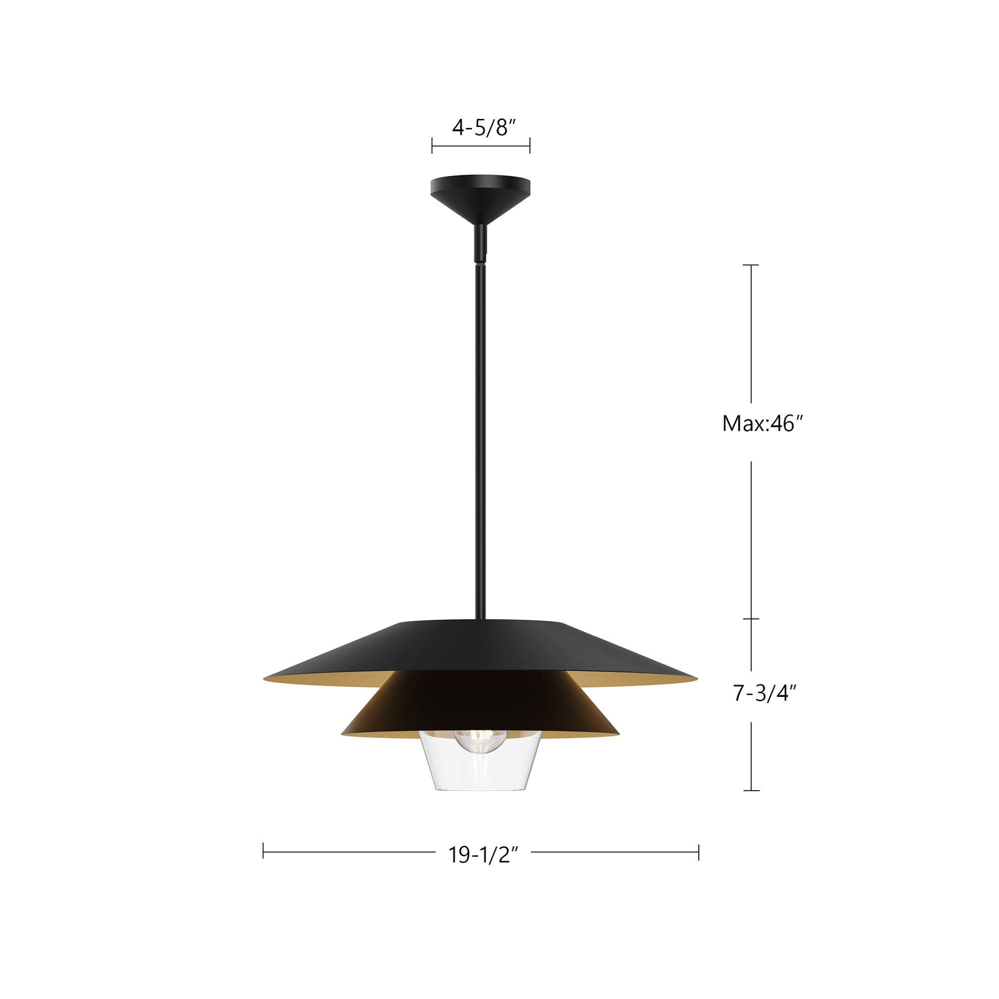 Tetsu 20-in Matte Black/Clear Glass 1 Light Pendant
