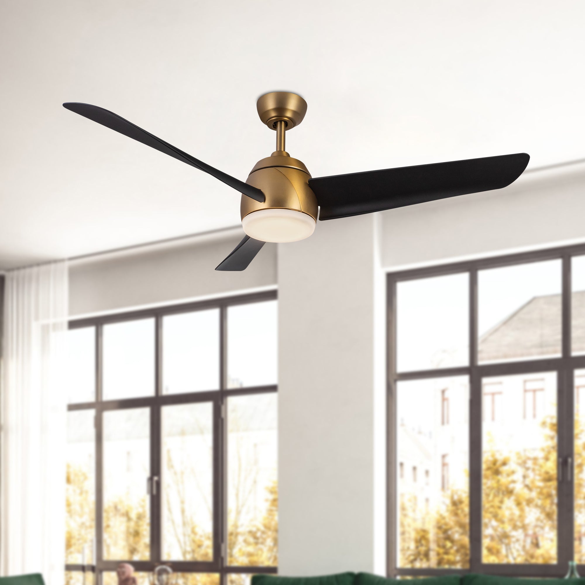 Thalia 54-in Brushed Gold/Matte Black LED Ceiling Fan