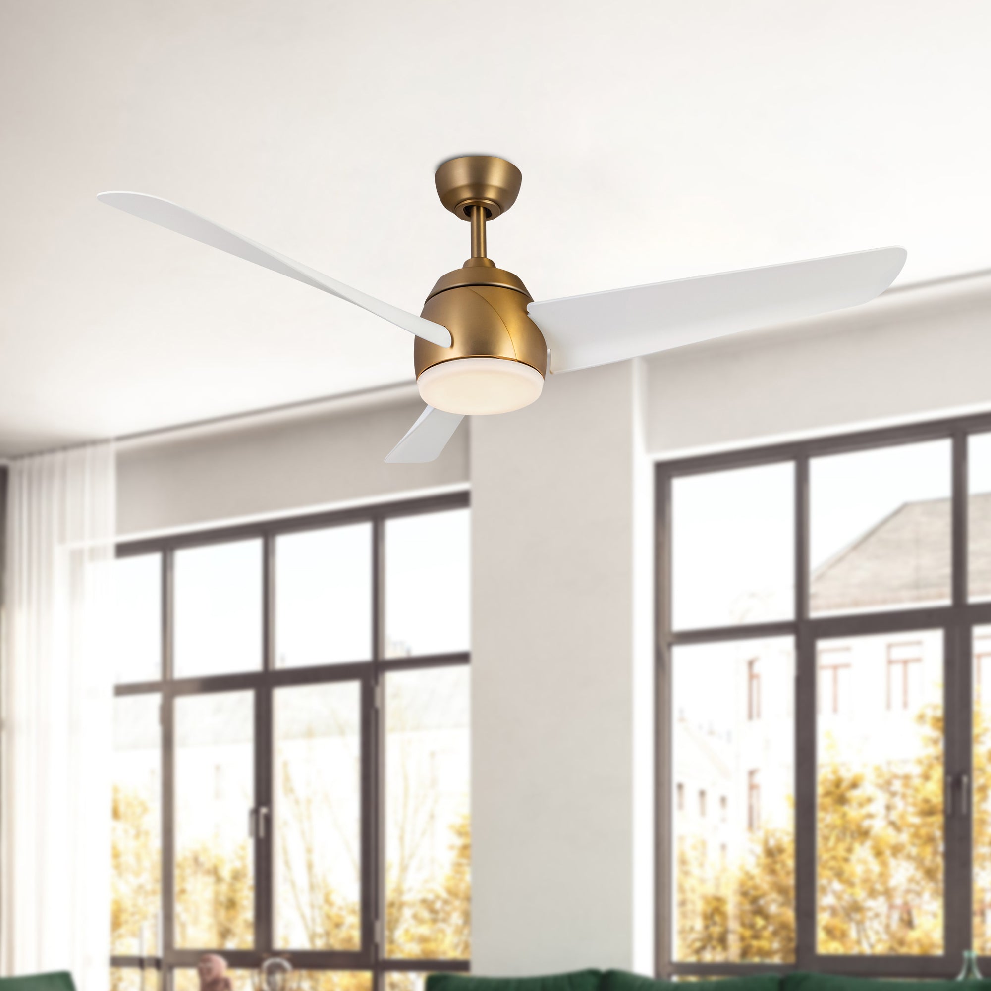 Thalia 54-in Brushed Gold/Matte White LED Ceiling Fan