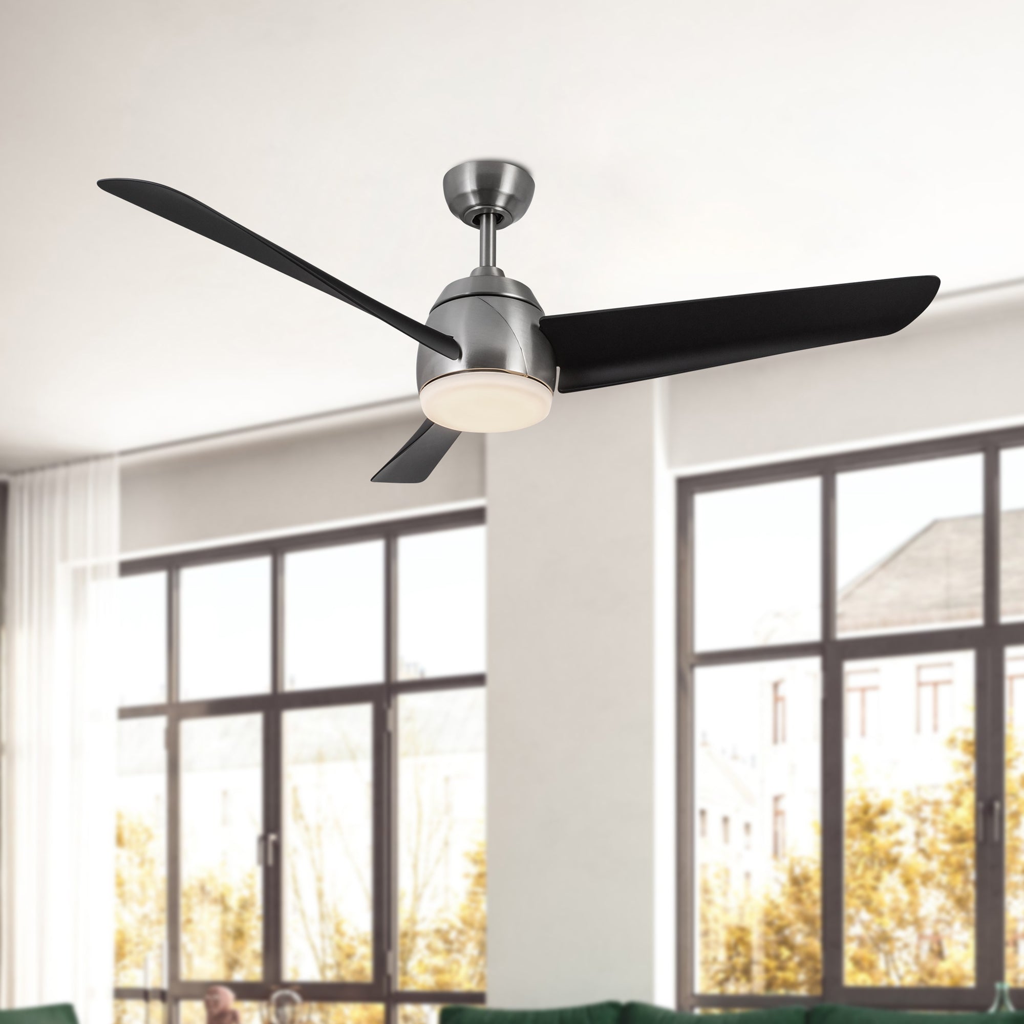 Thalia 54-in Brushed Nickel/Matte Black LED Ceiling Fan
