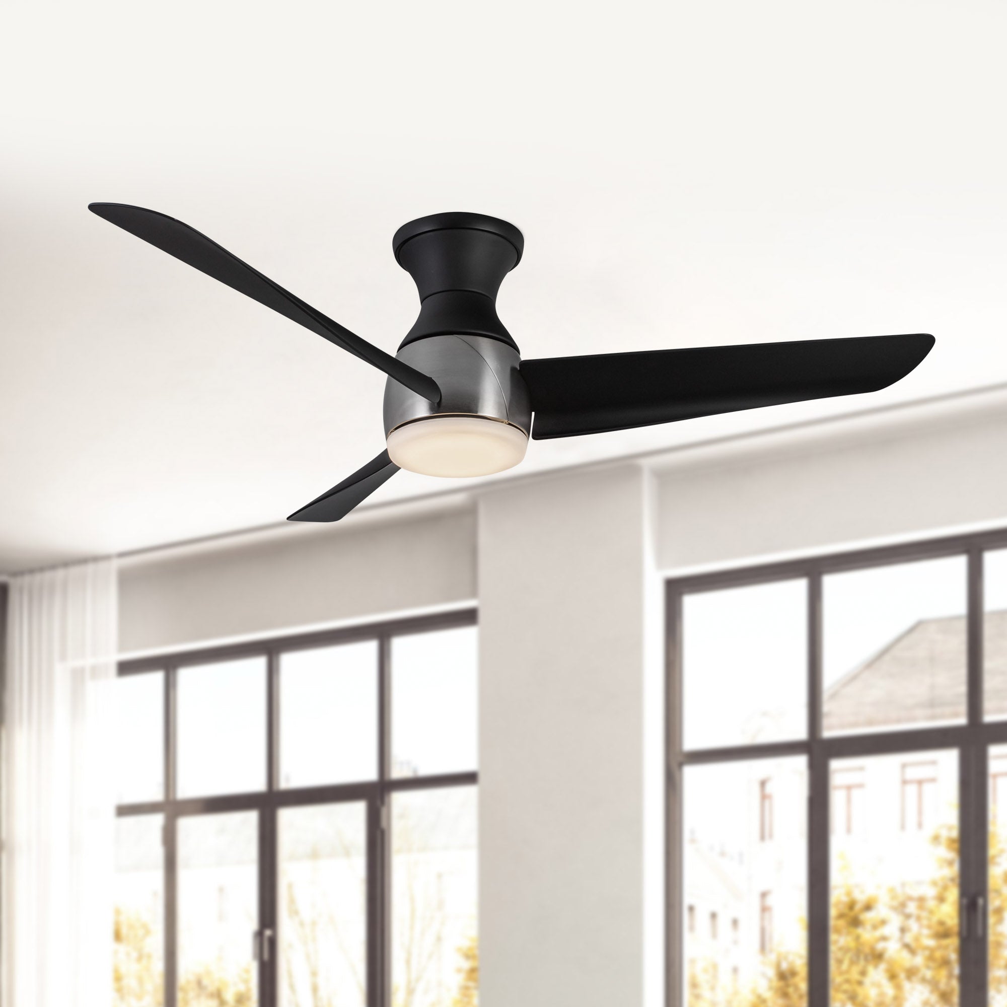 Thalia 54-in Brushed Nickel/Matte Black LED Hugger Fan