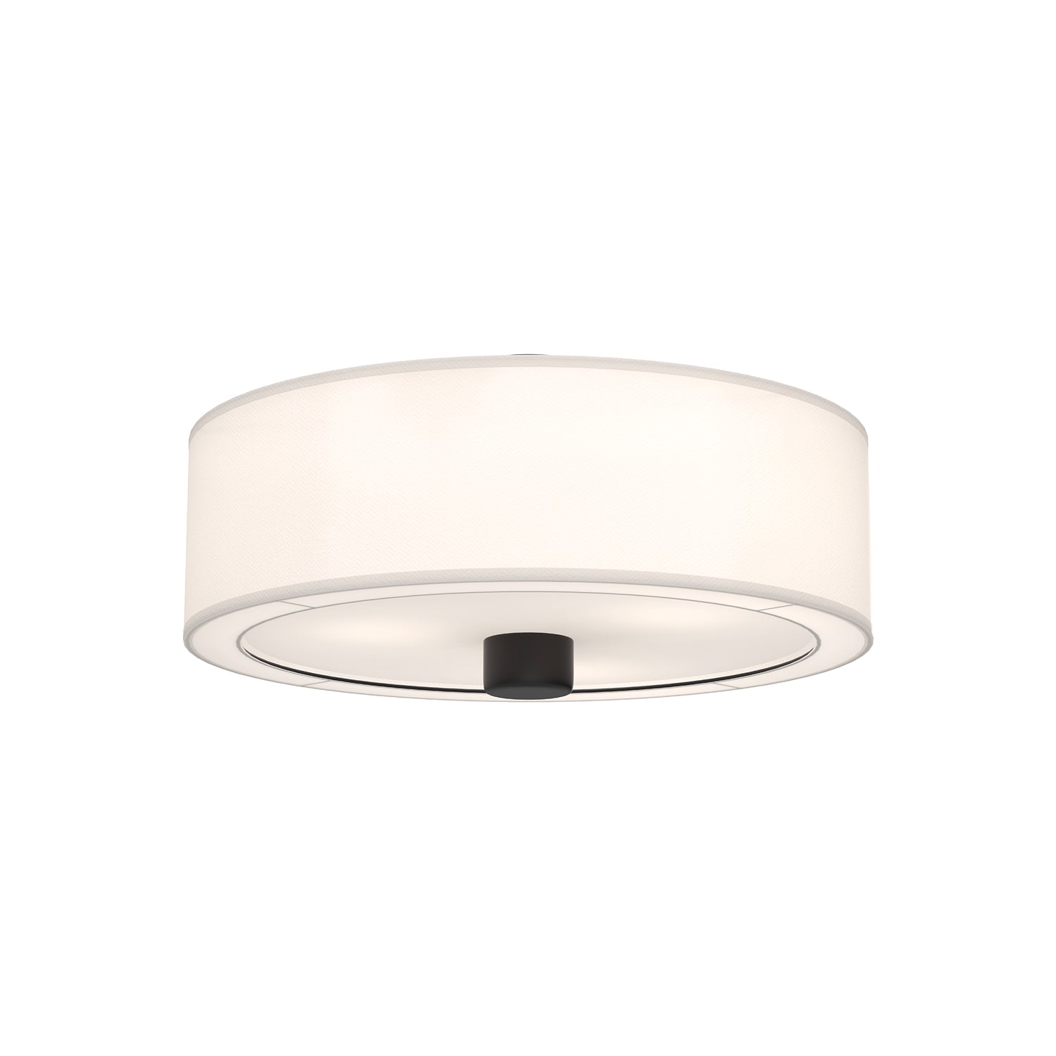 Theo 24-in Matte Black/White Linen 3 Lights Flush Mount