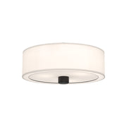 Theo 24-in Matte Black/White Linen 3 Lights Flush Mount