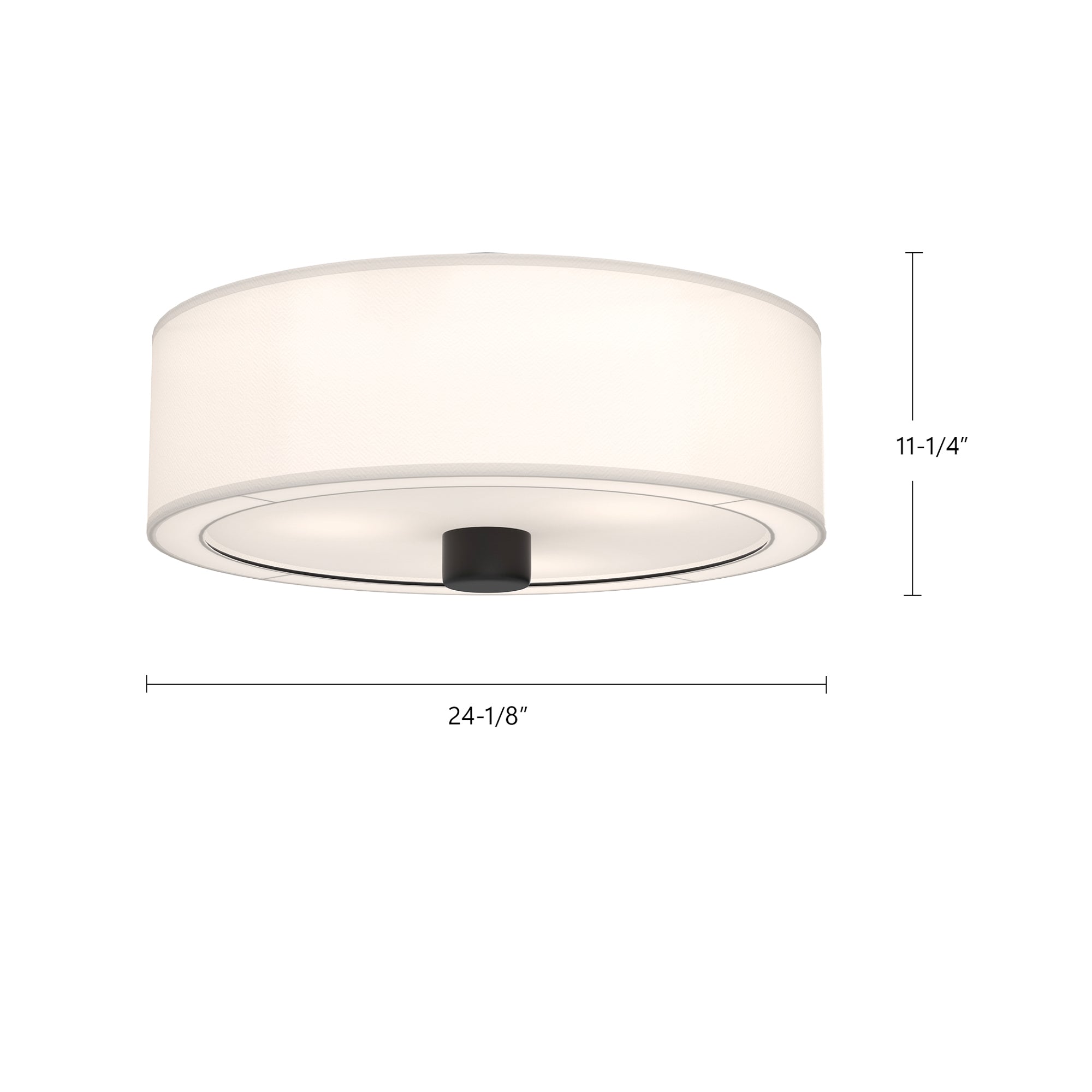 Theo 24-in Matte Black/White Linen 3 Lights Flush Mount