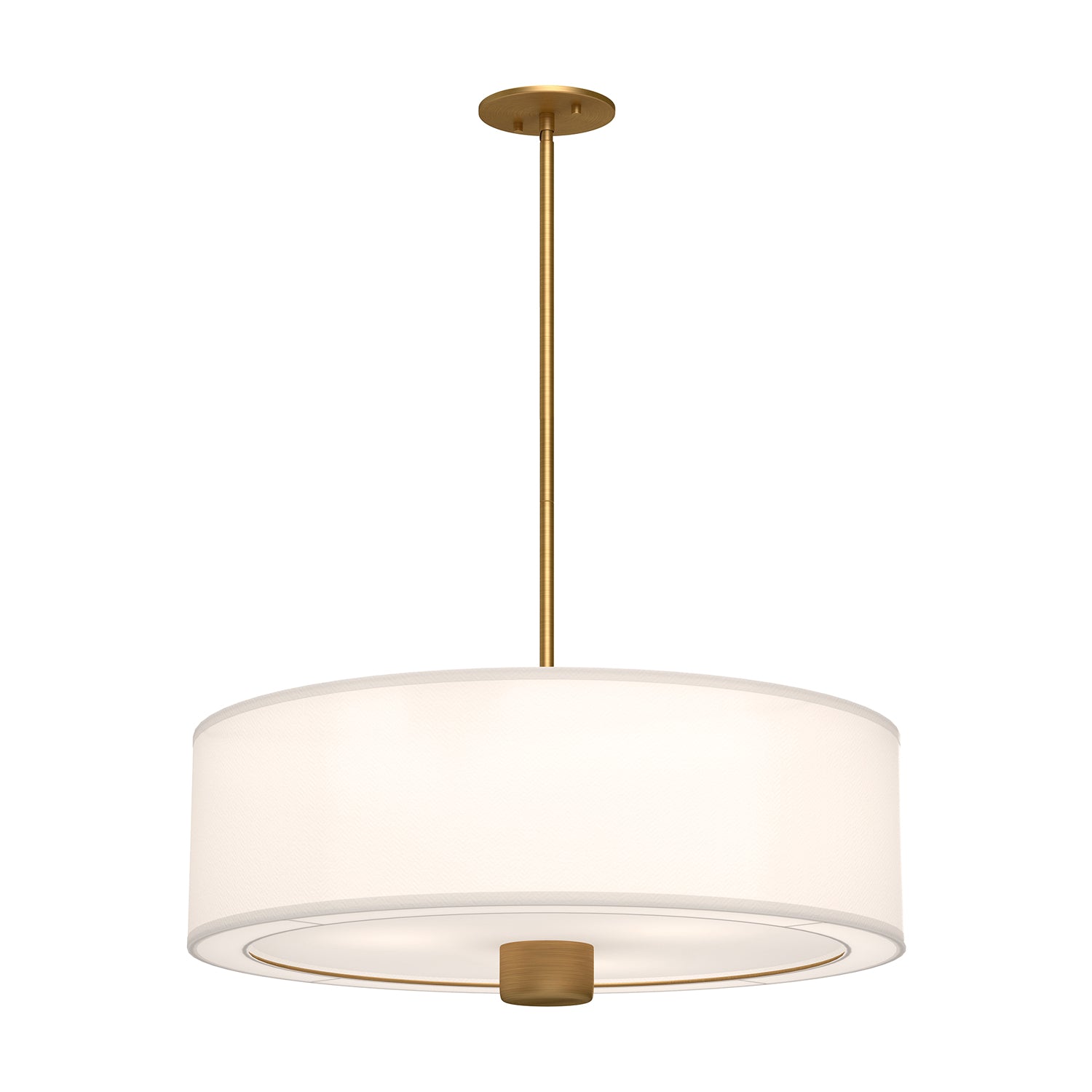 Theo 24-in Aged Gold/White Linen 3 Lights Pendant