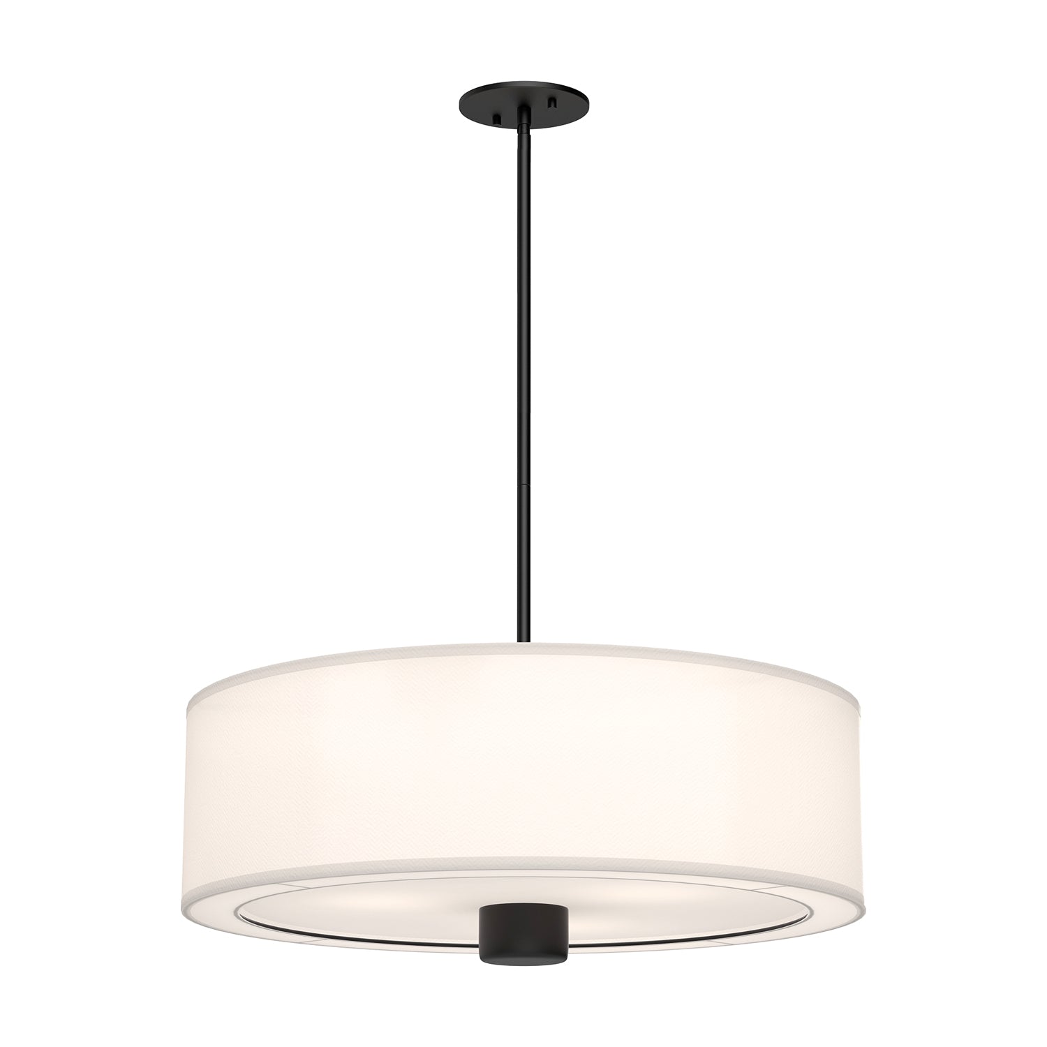 Theo 24-in Matte Black/White Linen 3 Lights Pendant