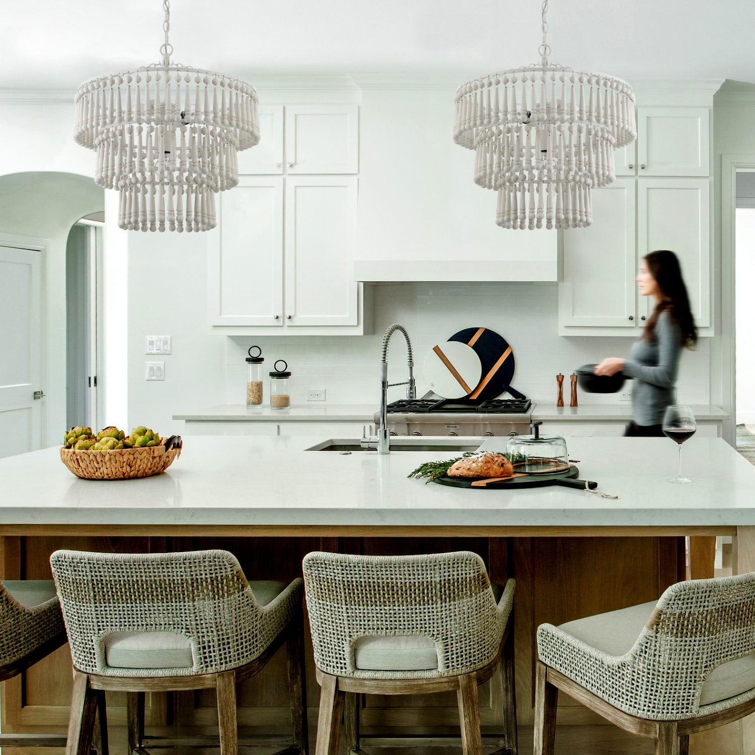 Crystorama Tiana TIA-7103-MT – 20.5 Inch – 3 Light – Chandelier – Matte White – Damp Rated