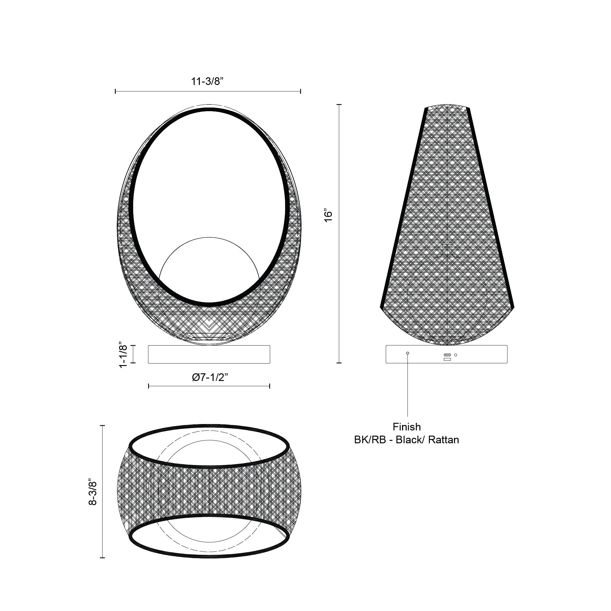 Lanai 16-in Black/Opal Glass LED Table Lamp