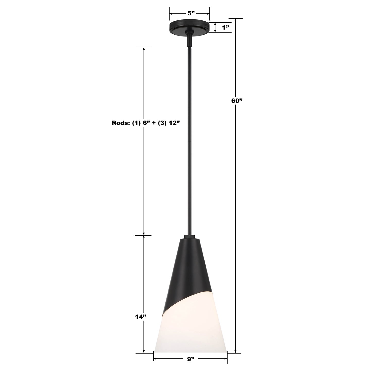 Crystorama Tori TOR-901-MK – 9 Inch – 1 Light – Pendant Light – Matte Black – Damp Rated