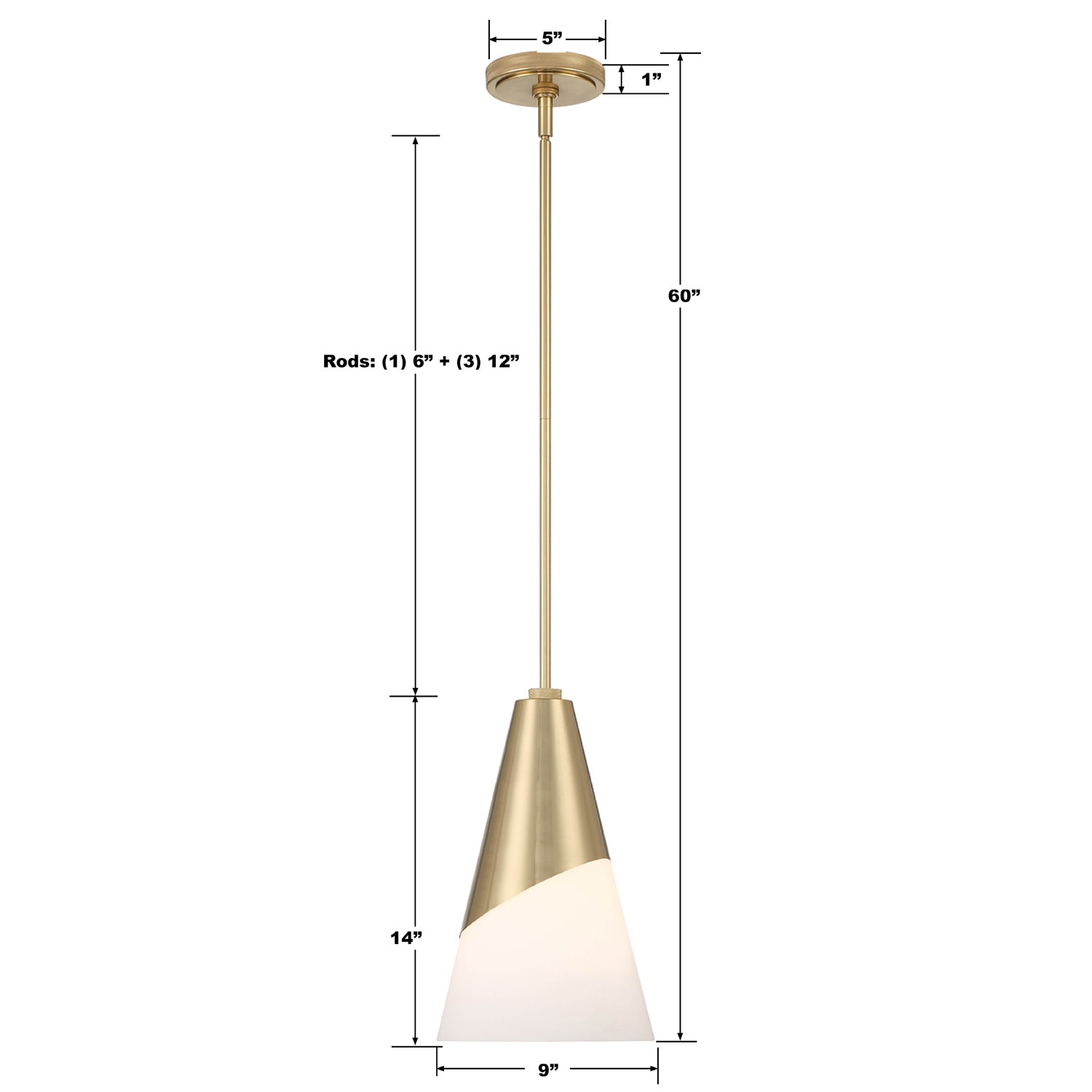 Crystorama Tori TOR-901-VG – 9 Inch – 1 Light – Pendant Light – Vibrant Gold – Damp Rated