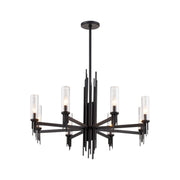 ALORA Lighting Torres CH335836MBCR Chandeliers, 36-in, Clear Ribbed Glass/Matte Black