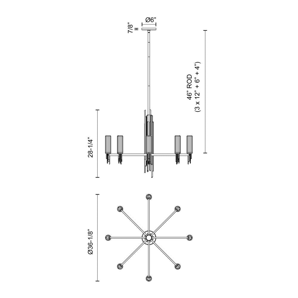 Alora Lighting TORRES CH335836MBCR Chandelier - Matte Black