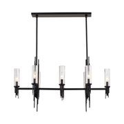 Torres 38-in Clear Ribbed Glass/Matte Black 8 Lights Linear Pendant